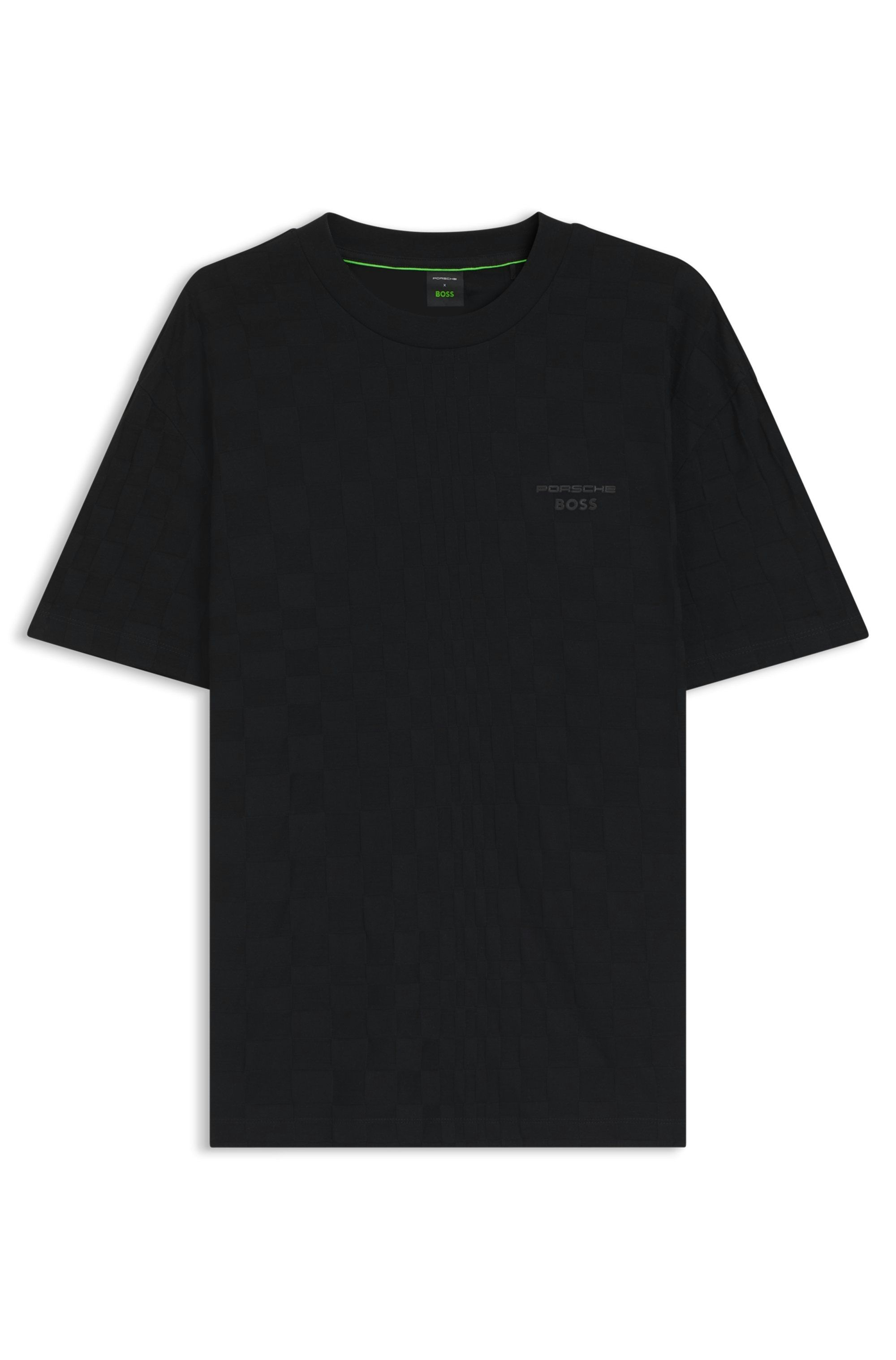 Tričko Porsche x BOSS volného střihu z bavlněného žakáru - Black