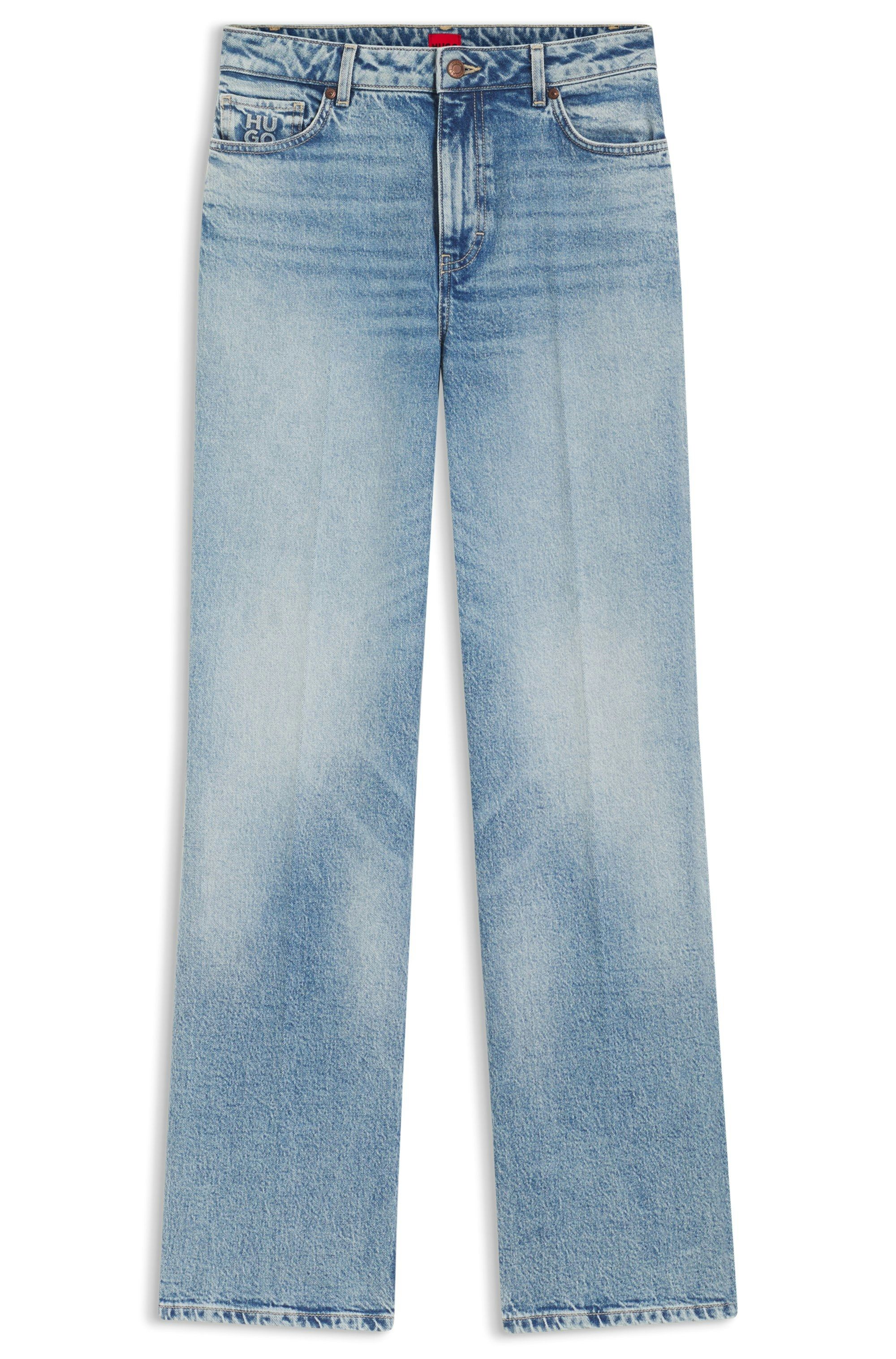 Džíny širokých nohavic z modrého strečového denimu - Bright Blue