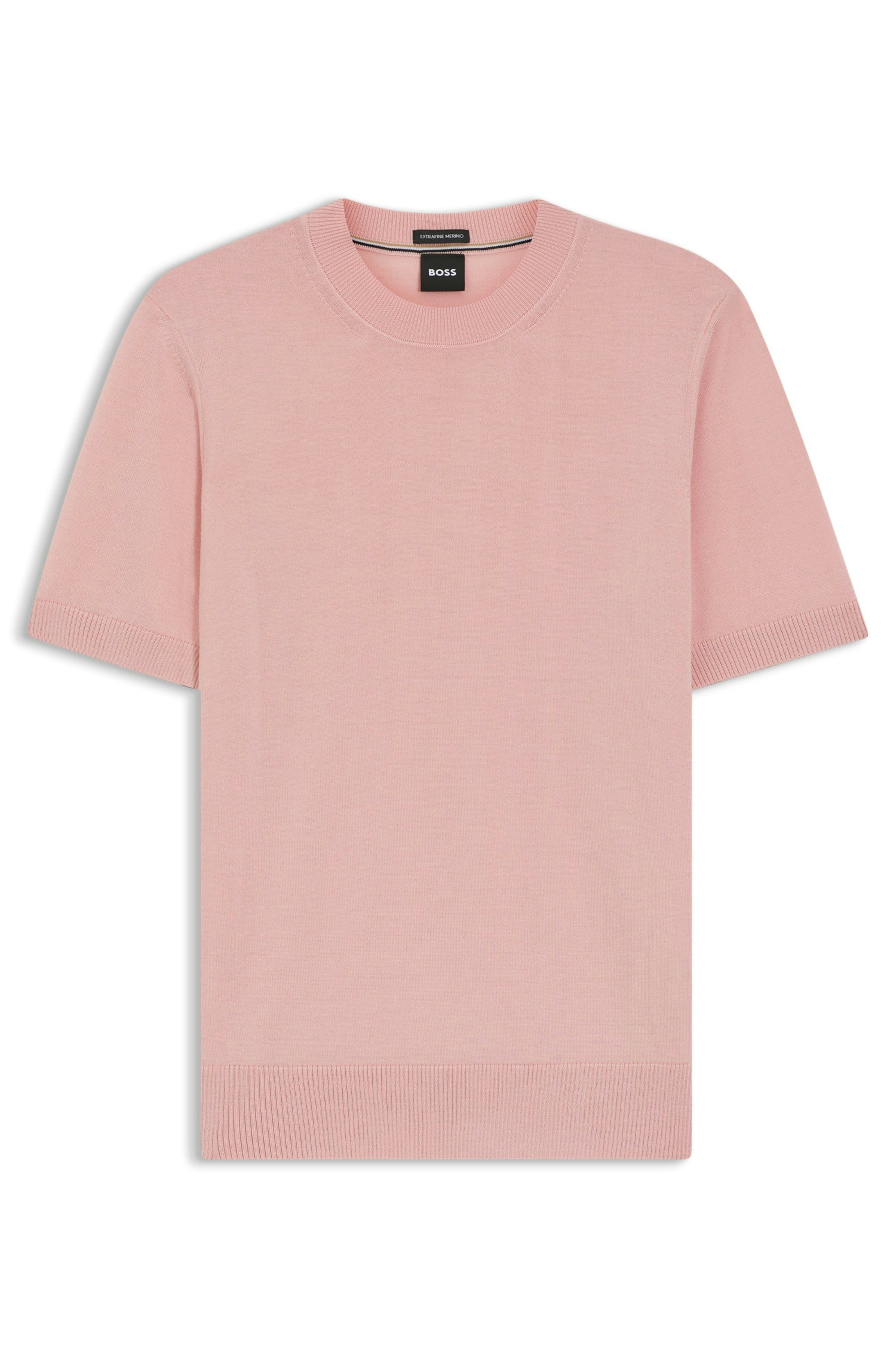 Tričko s krátkým rukávem z merino vlny - Light/Pastel Pink