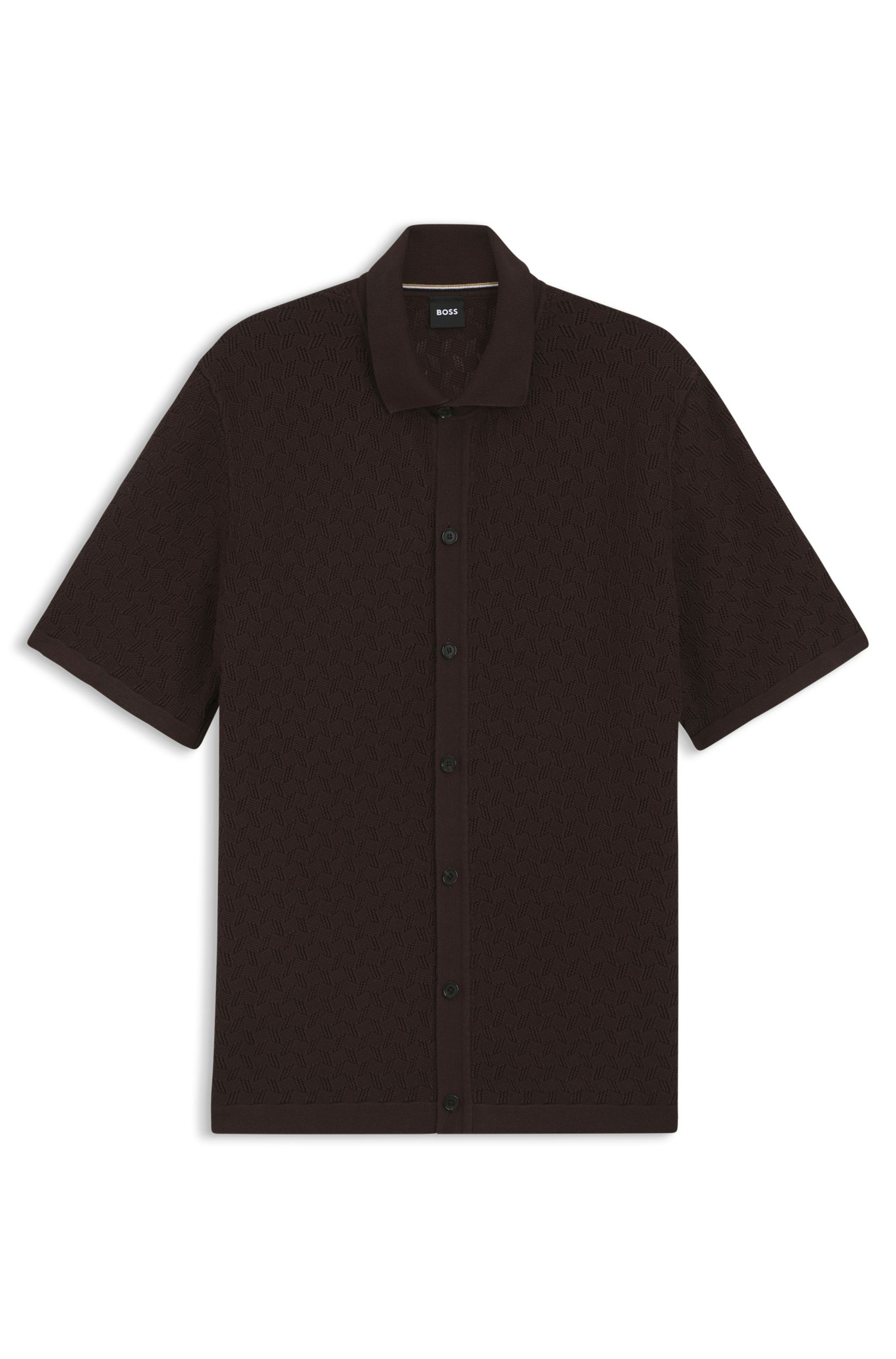 Košile regular střihu z pletené bavlny - Dark Brown