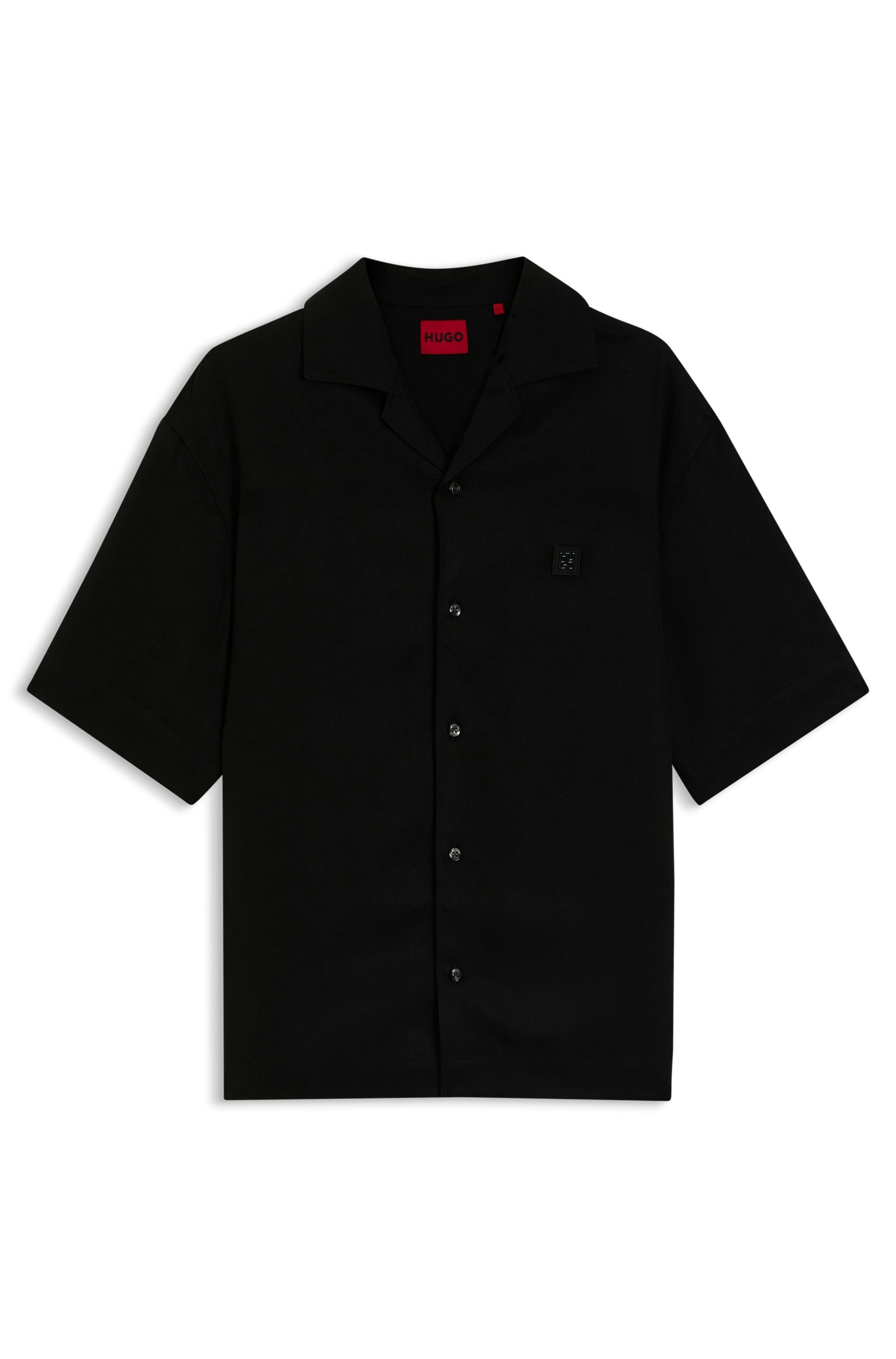Košile oversized střihu s lemováním s vrstveným logem - Black