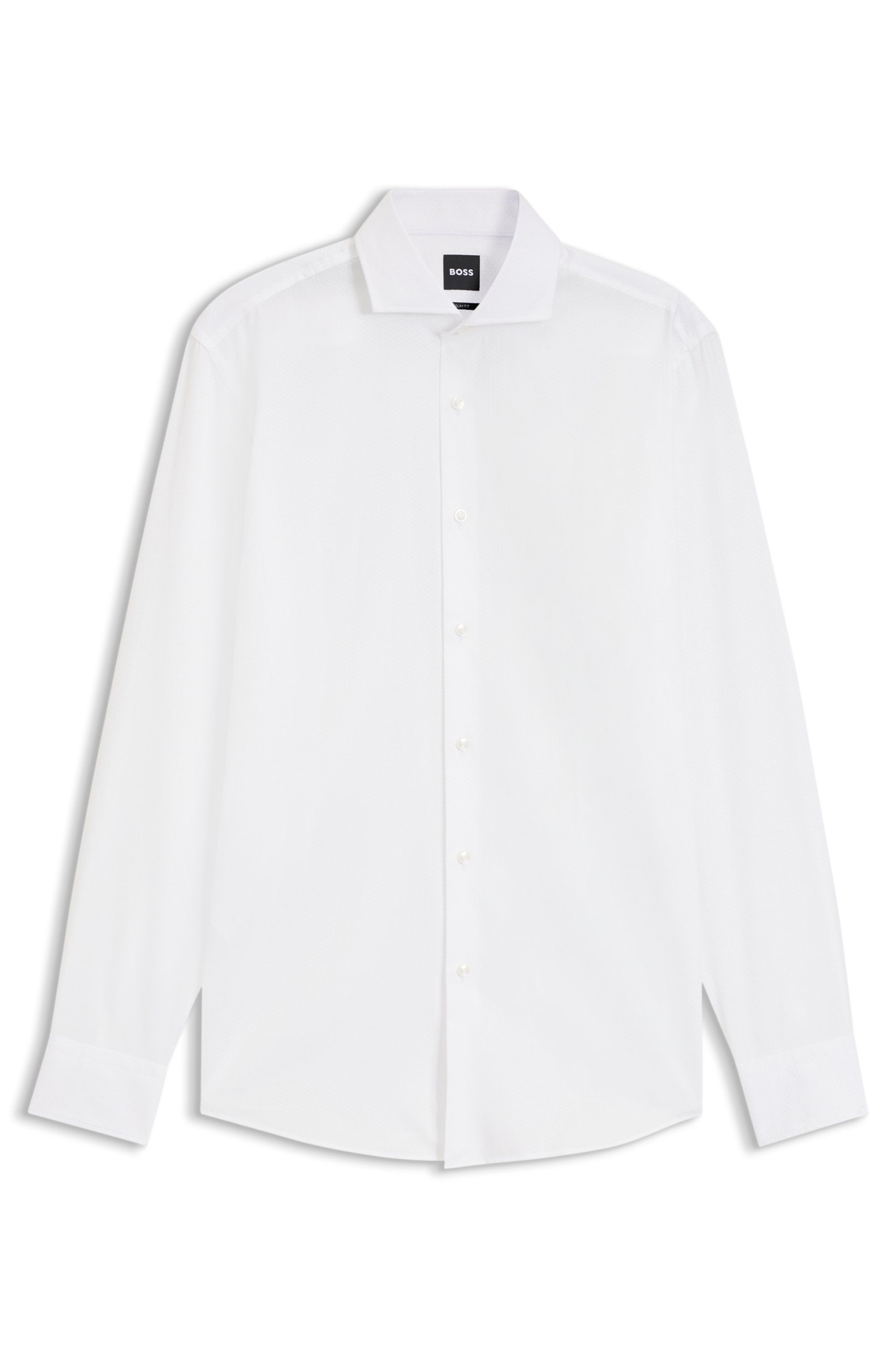 Košile slim fit z mercerizované strukturované bavlny - White