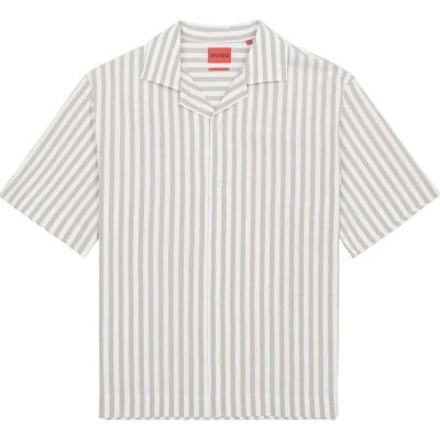 Košile oversized fit z elastické bavlny seersucker - Light/Pastel Brown