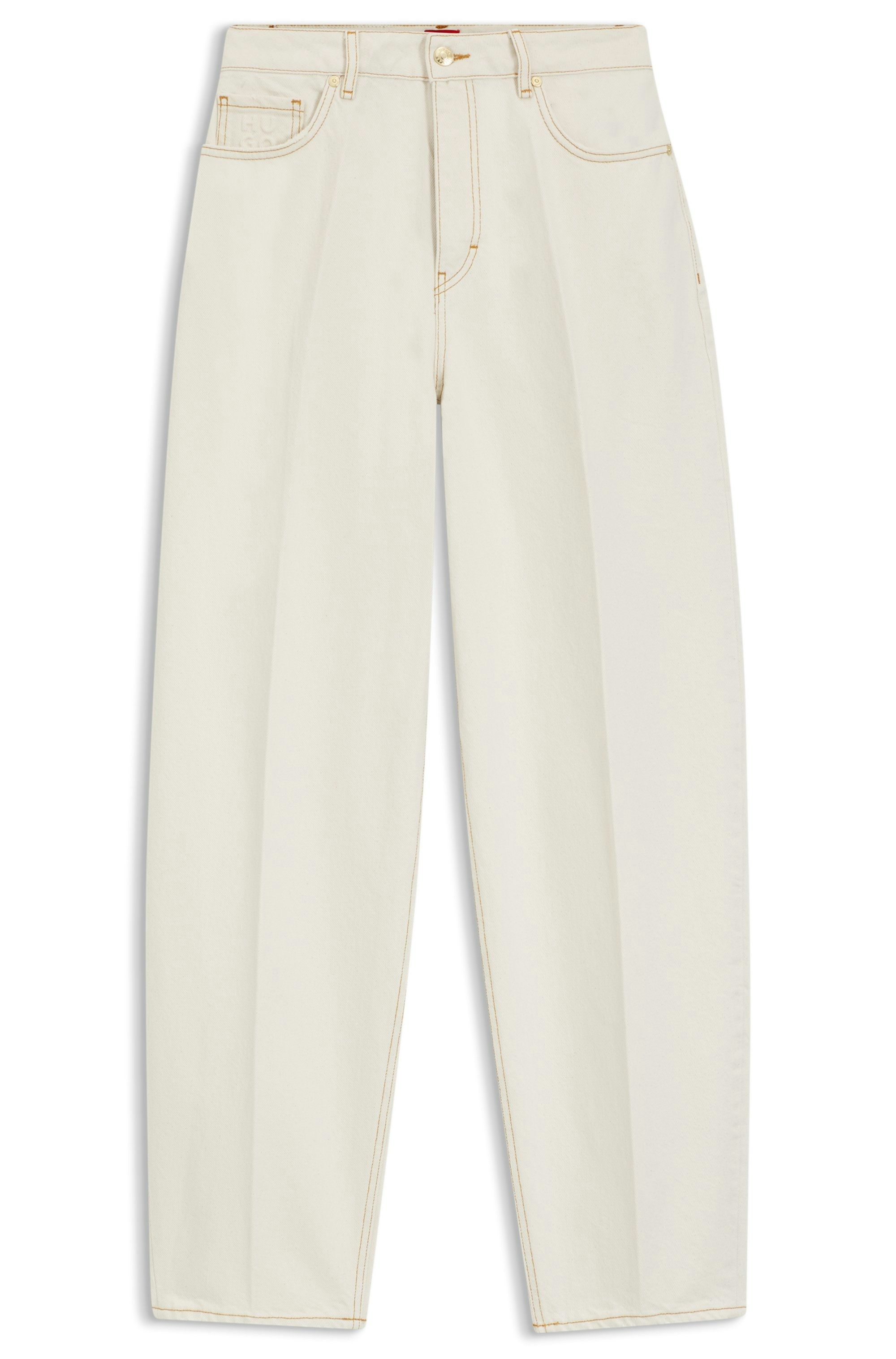Džíny barrel fit z denimu s odstínem ecru - Natural