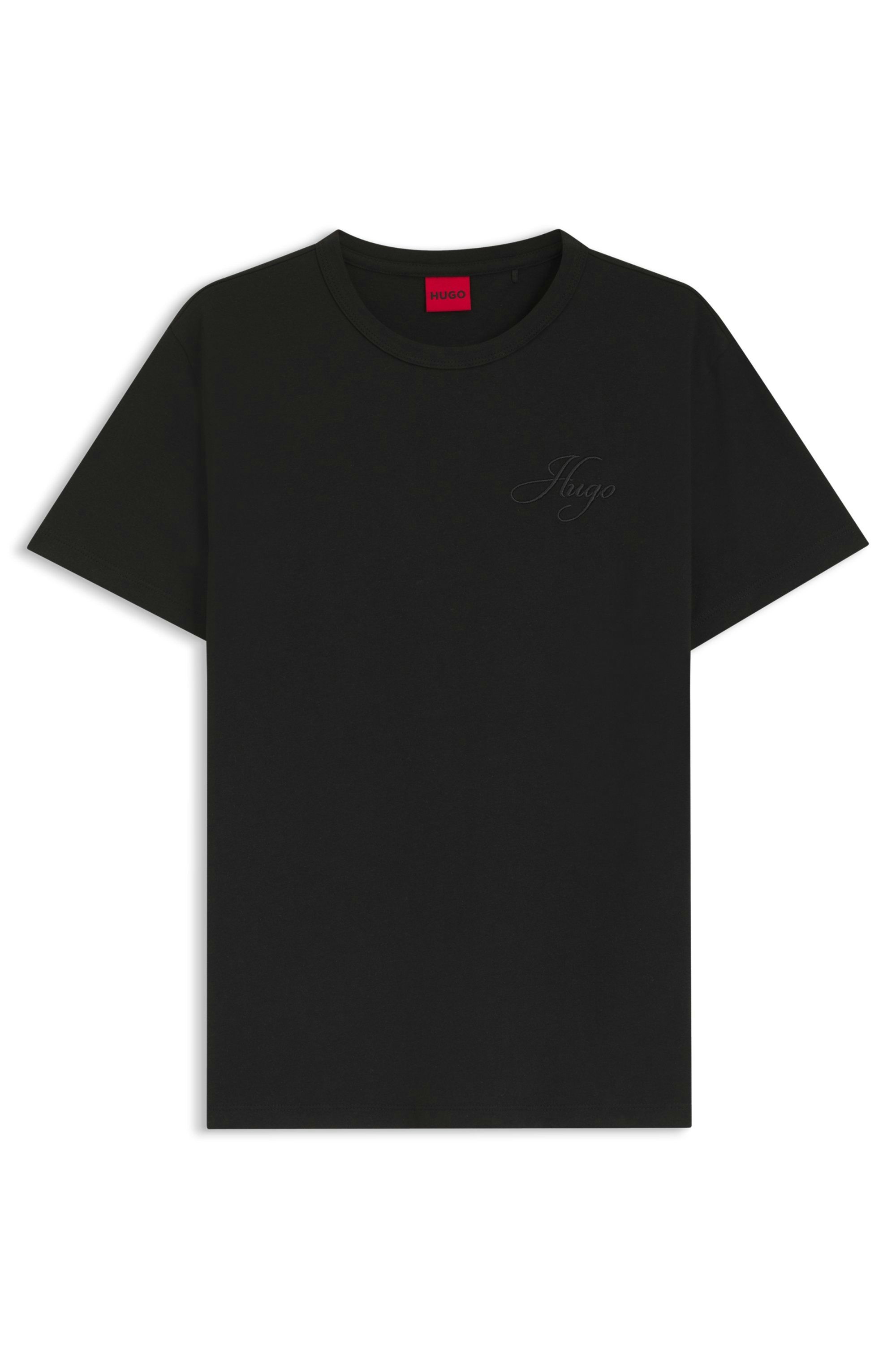 Bavlněné tričko s vyšívaným logem - Black