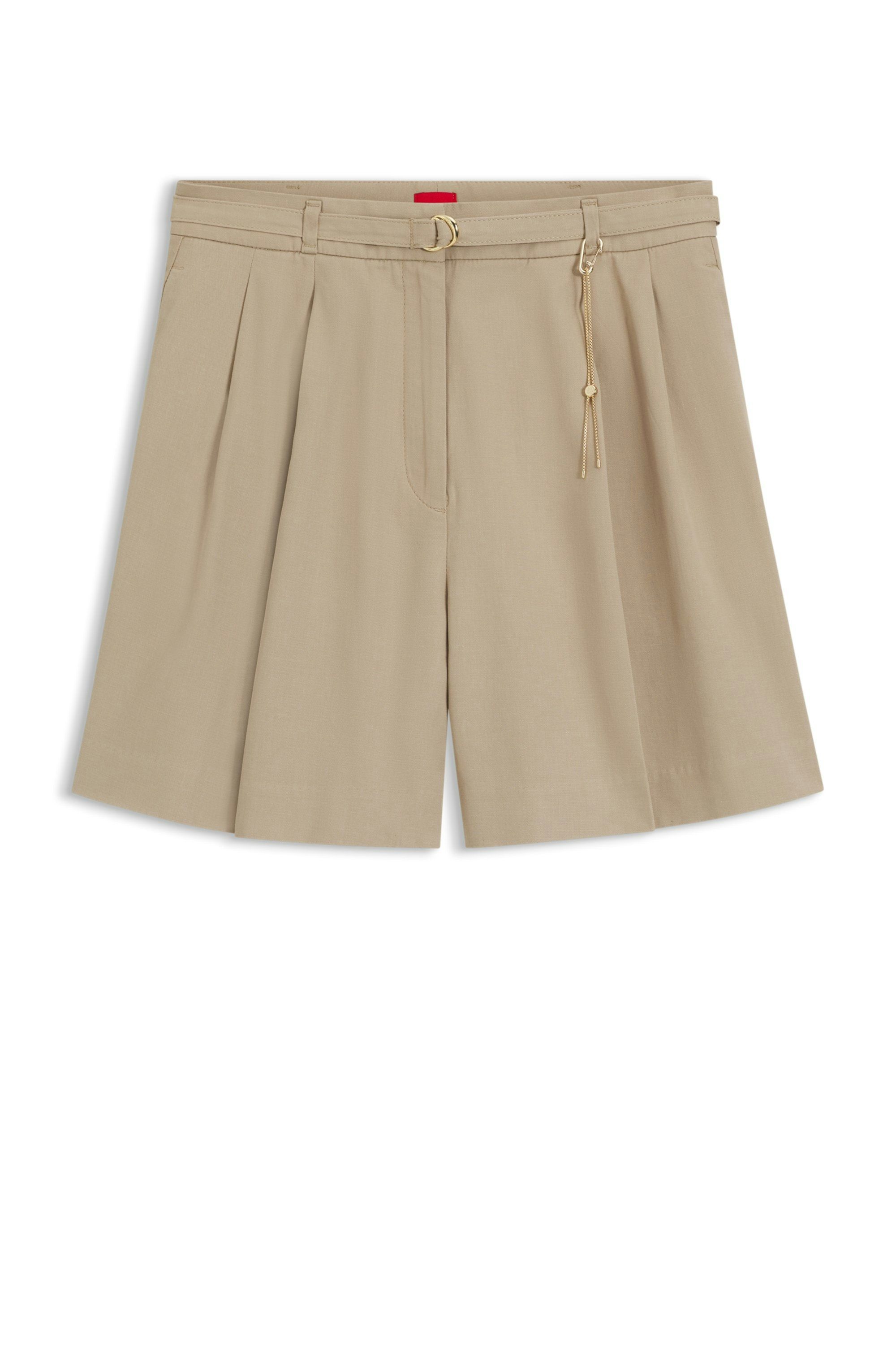 Šortky z bavlněné směsi s řetízkovým lemem - Light/Pastel Brown