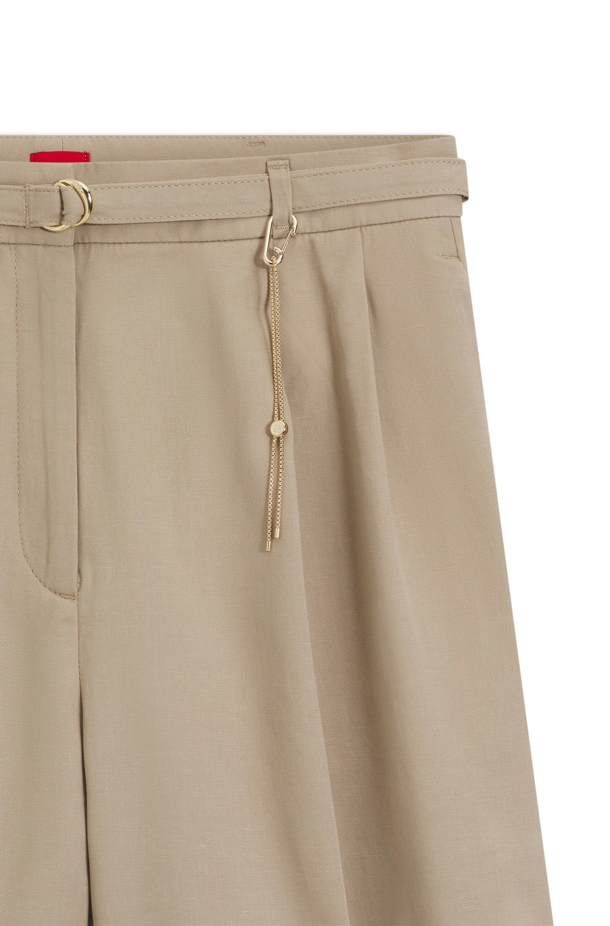 Šortky z bavlněné směsi s řetízkovým lemem - Light/Pastel Brown