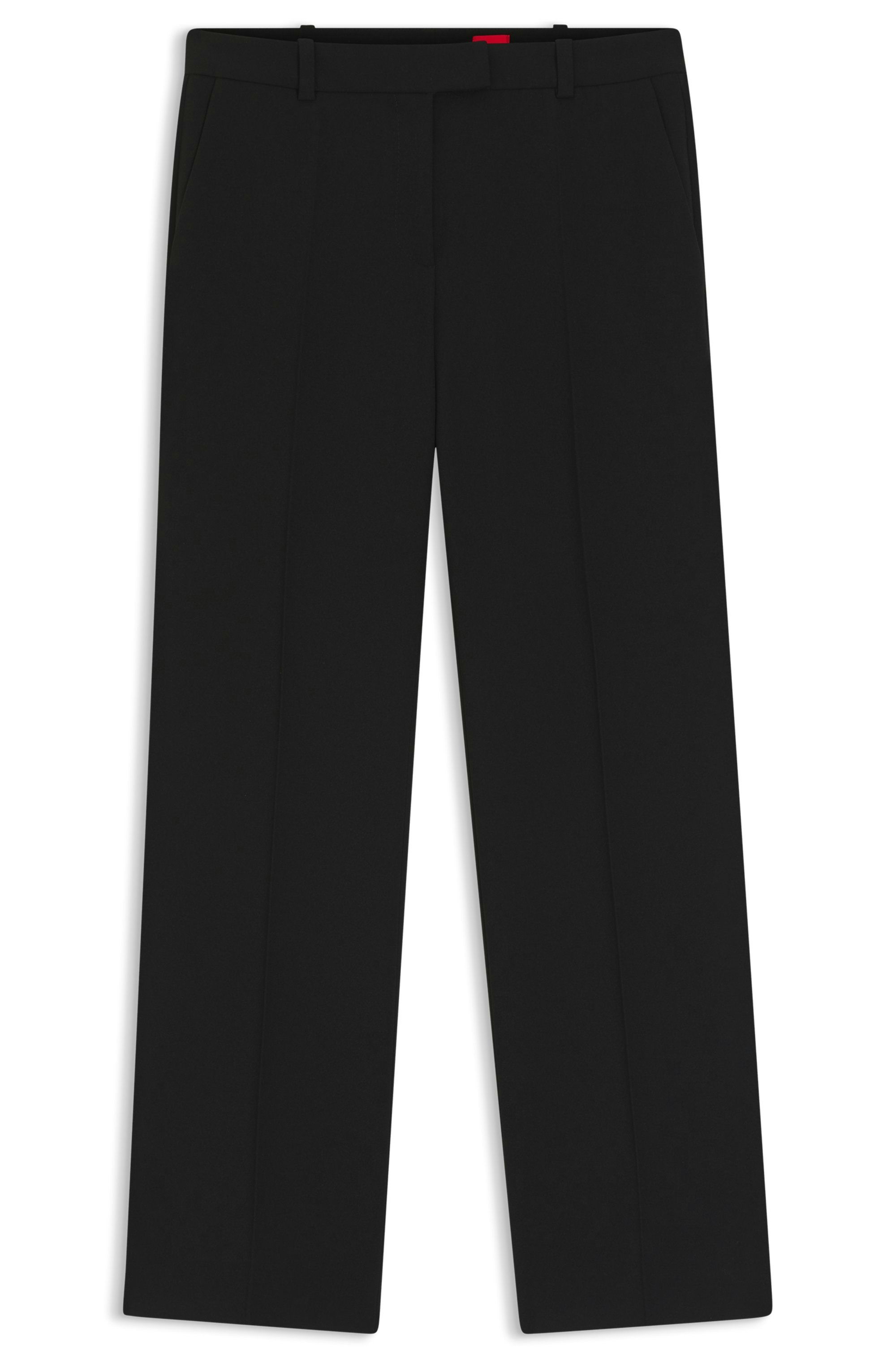 Kalhoty slim fit z krepové tkaniny s detailem D-kroužků - Black