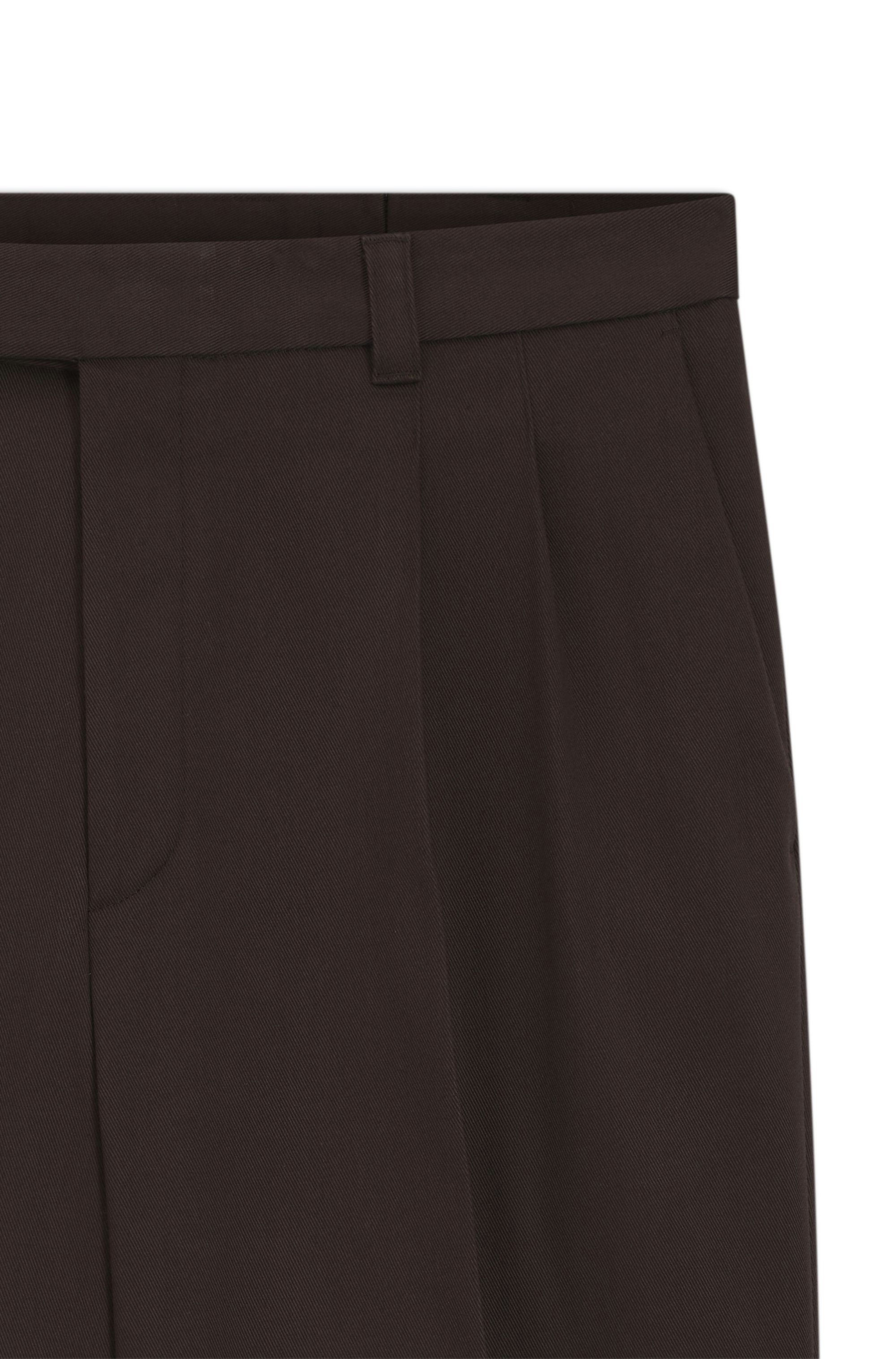 Kalhoty oversized fit z strečové bavlny s dvojitým skladem - Dark Brown
