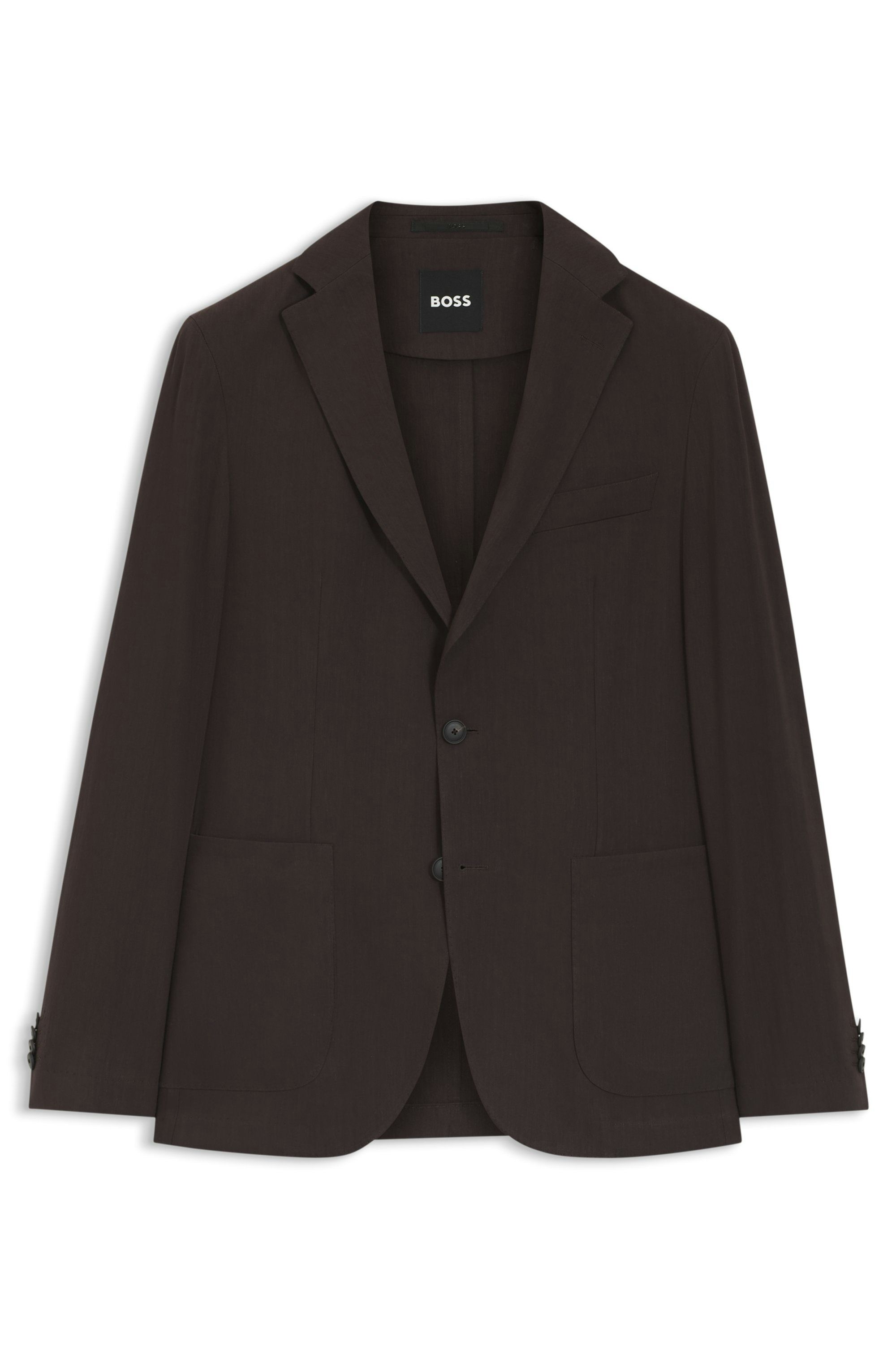 Sako slim fit z pratelného technického lnu - Dark Brown