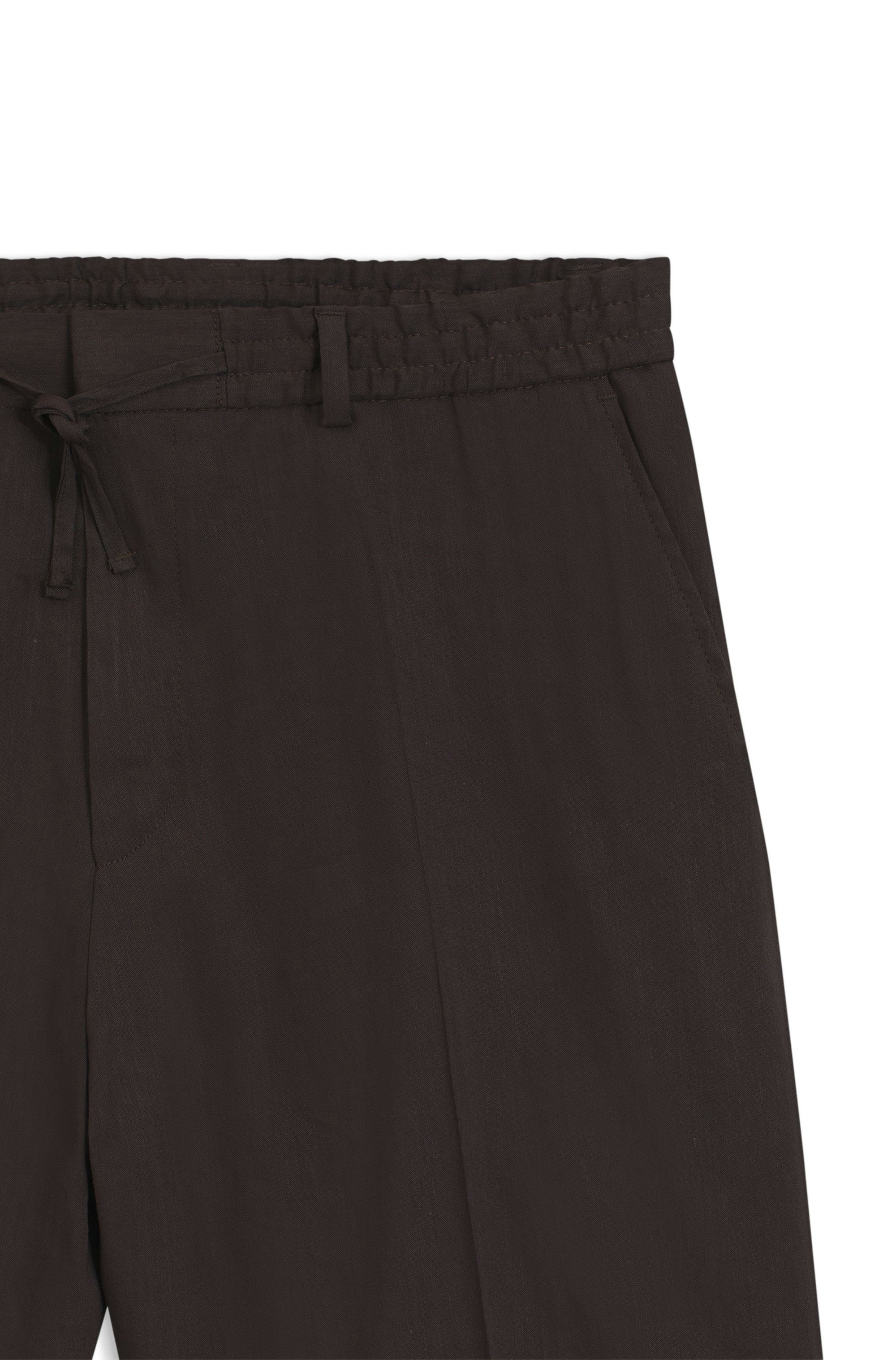 Šortky volného střihu z pratelného technického lnu - Dark Brown