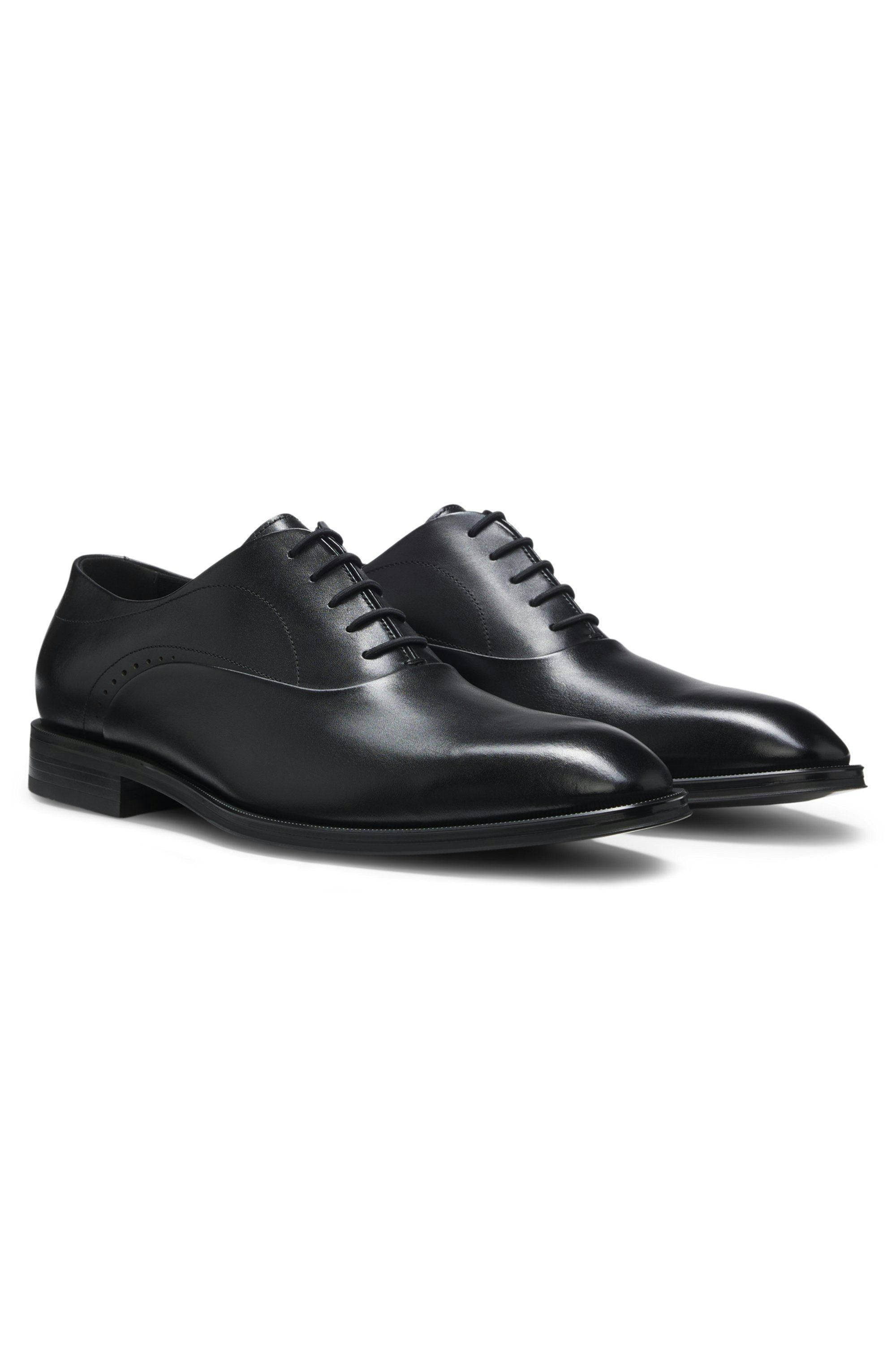Kožené oxfordské boty s perforovanými detaily - Black