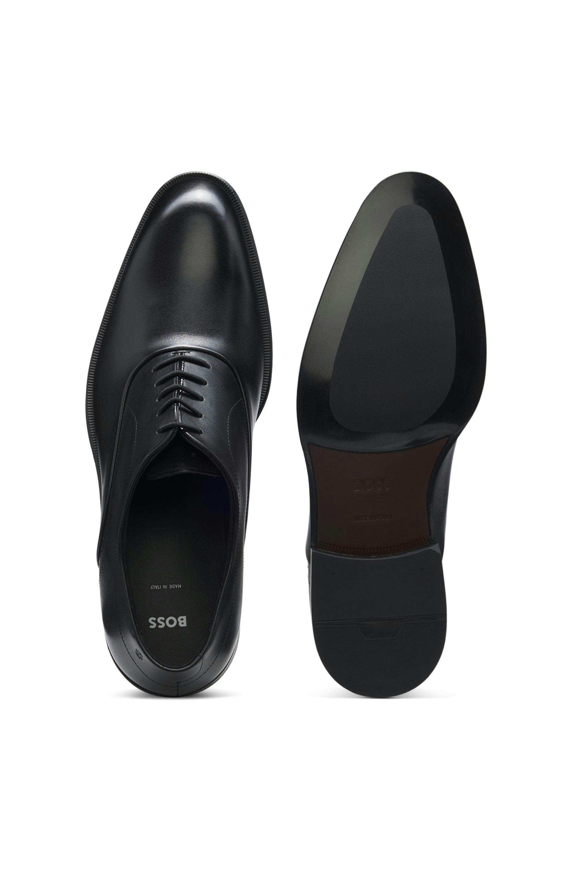 Kožené oxfordské boty s perforovanými detaily - Black