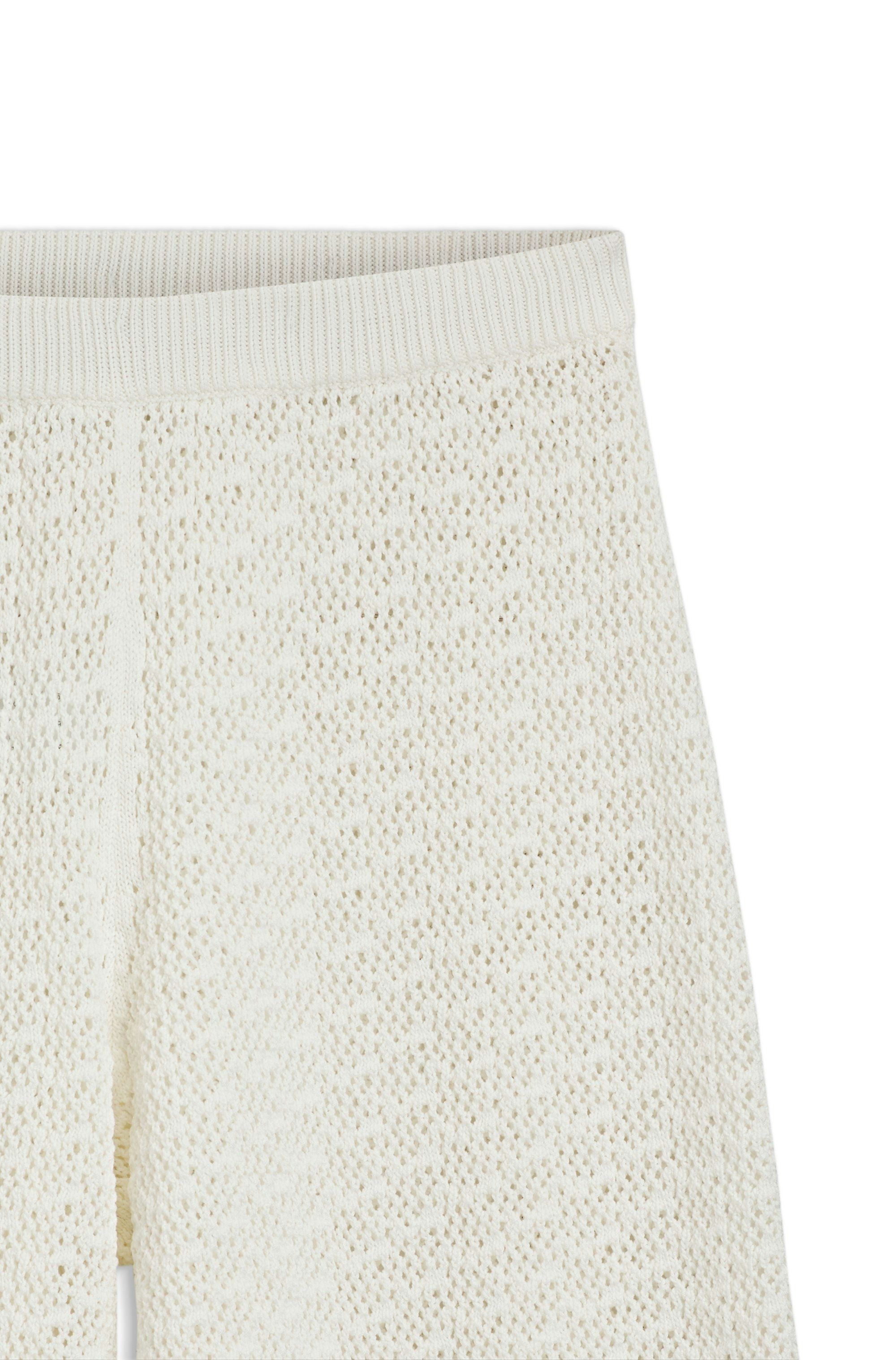 Bavlněné kalhoty s mikrokrajkovou strukturou - Open White