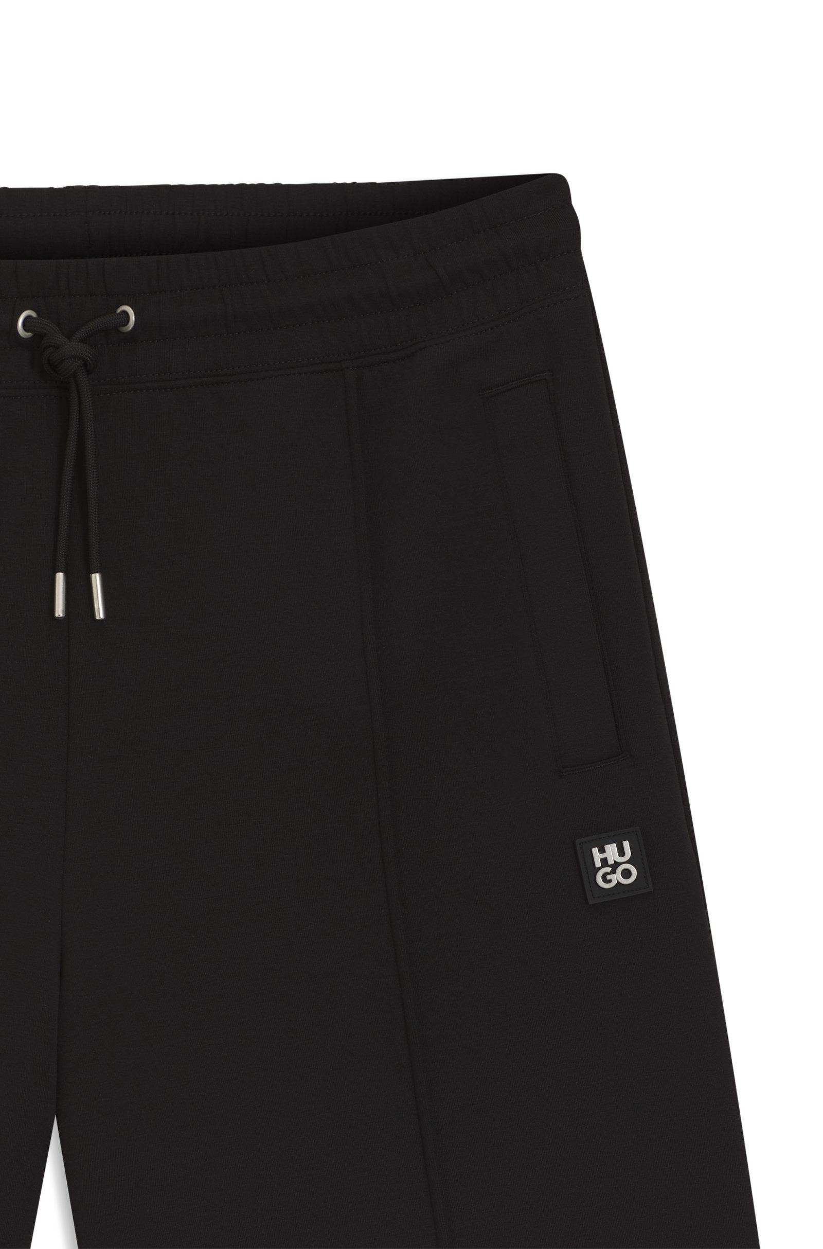 Šortky z bavlněné směsi s lemováním s vrstveným logem - Black