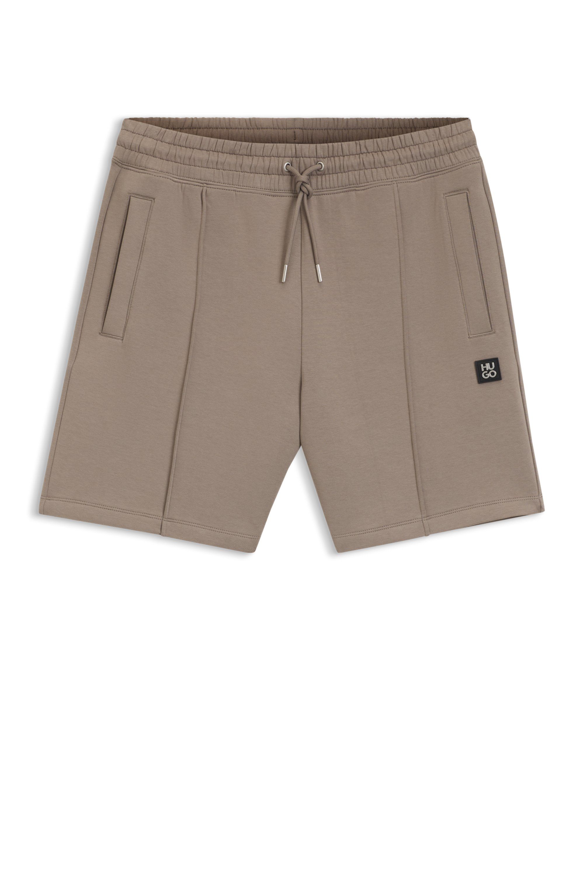 Šortky z bavlněné směsi s lemováním s vrstveným logem - Light/Pastel Brown
