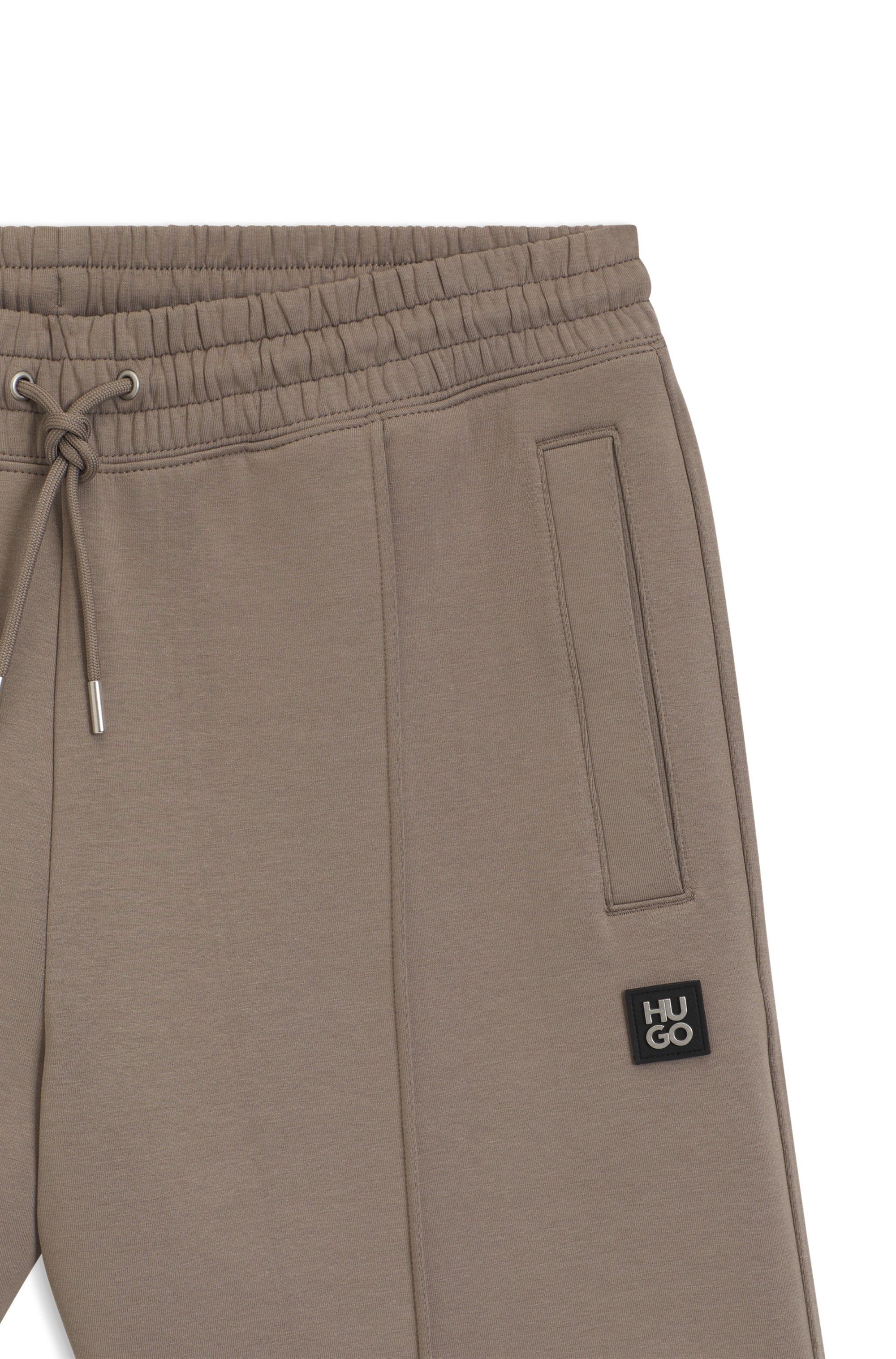 Šortky z bavlněné směsi s lemováním s vrstveným logem - Light/Pastel Brown