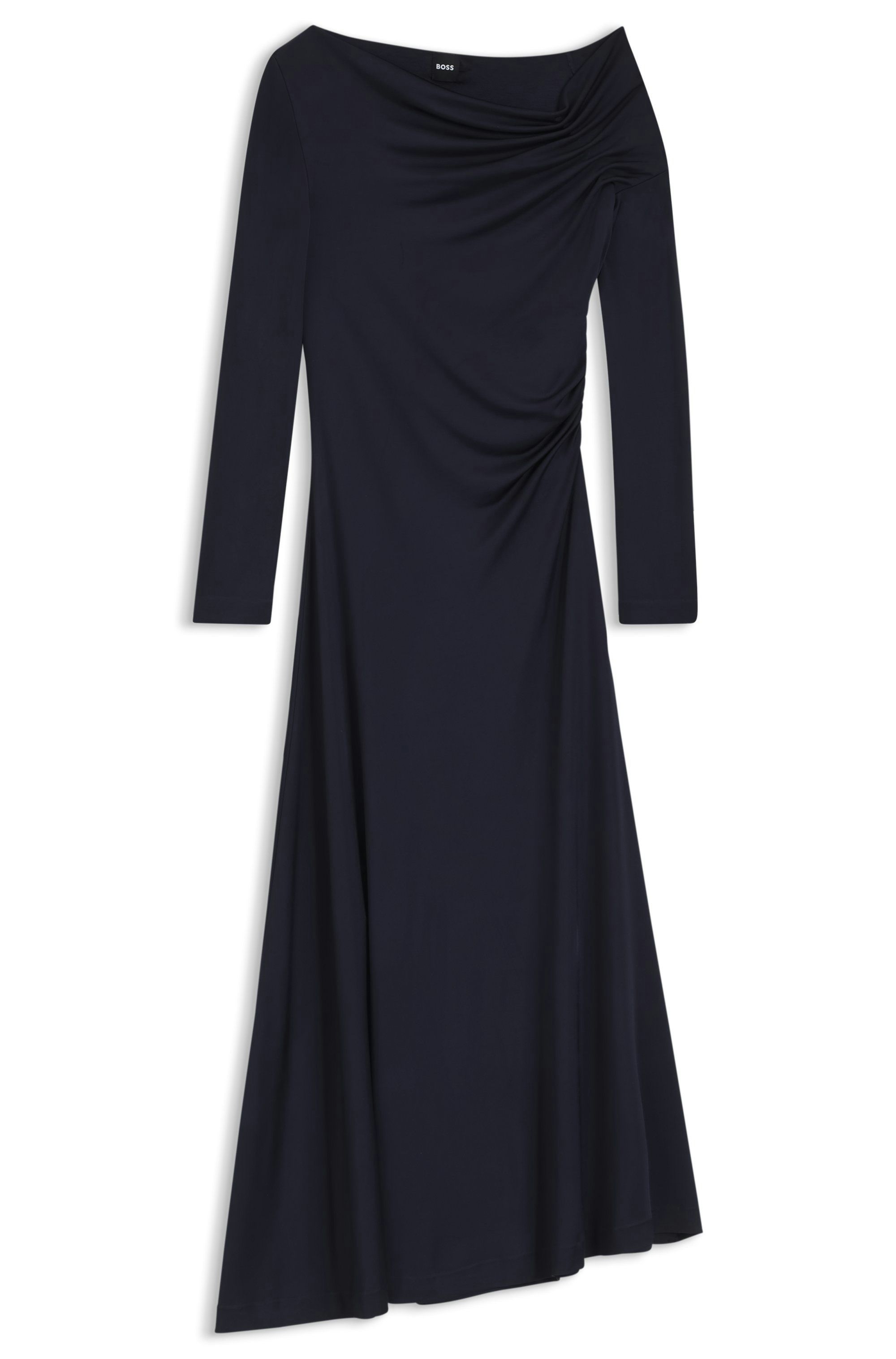 Šaty s dlouhým rukávem a asymetrickým výstřihem - Dark Blue