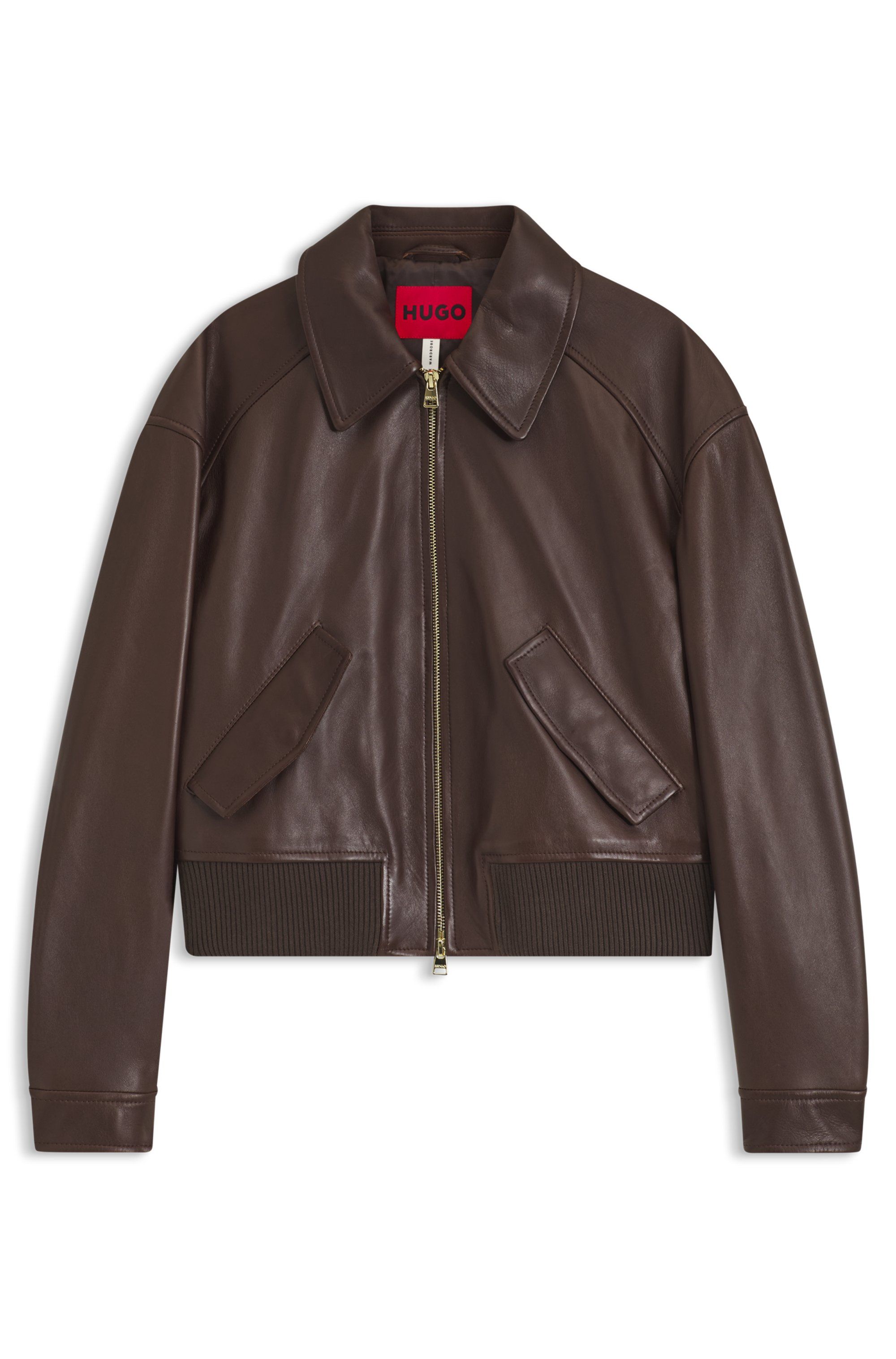 Zkrácená kožená bomber bunda volného střihu - Open Miscellaneous