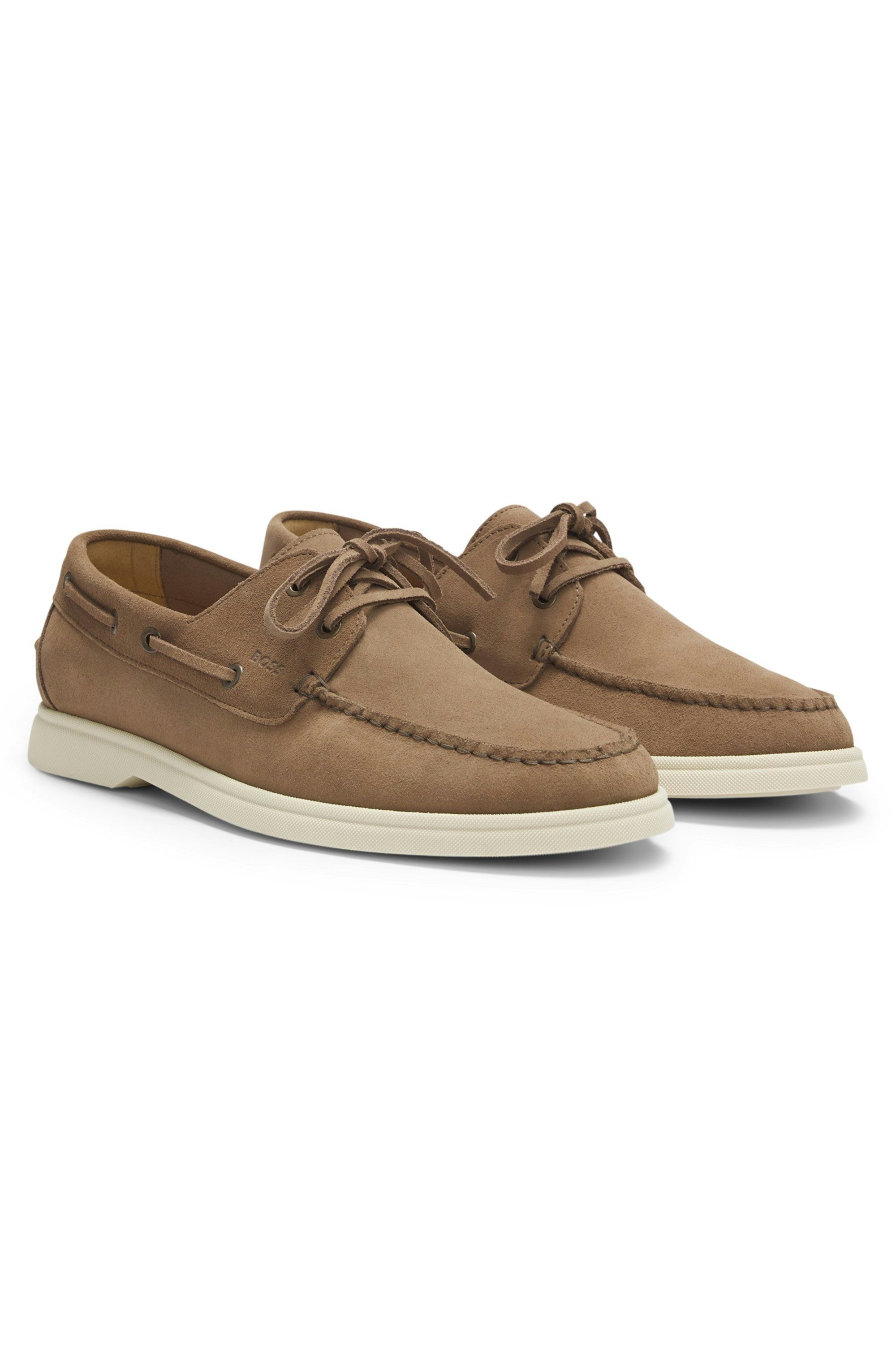 Semišové mokasíny s kontrastní podrážkou - Medium Beige