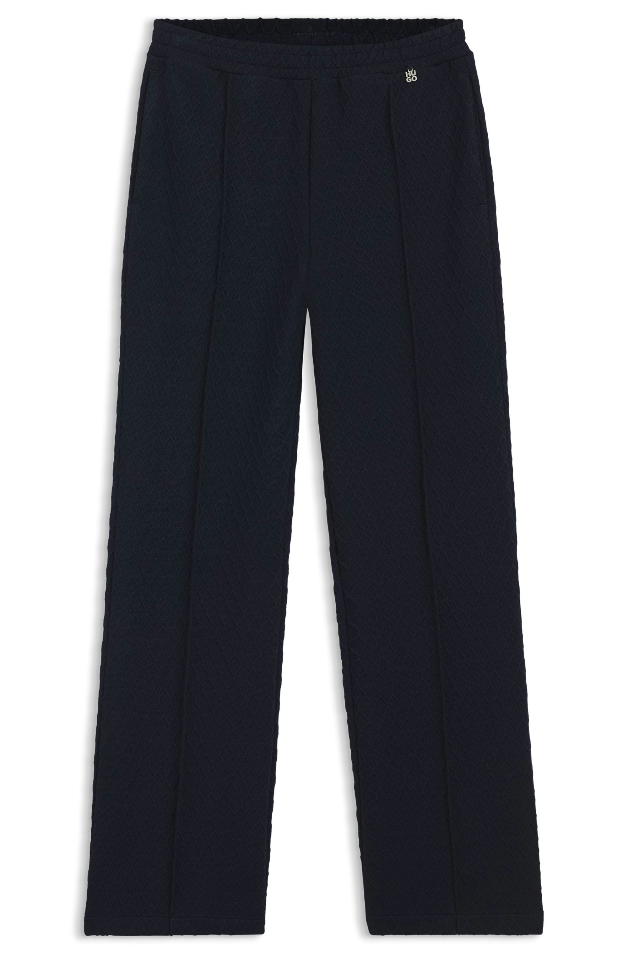 Teplákové kalhoty rovného střihu z diamantového žakáru - Medium Blue