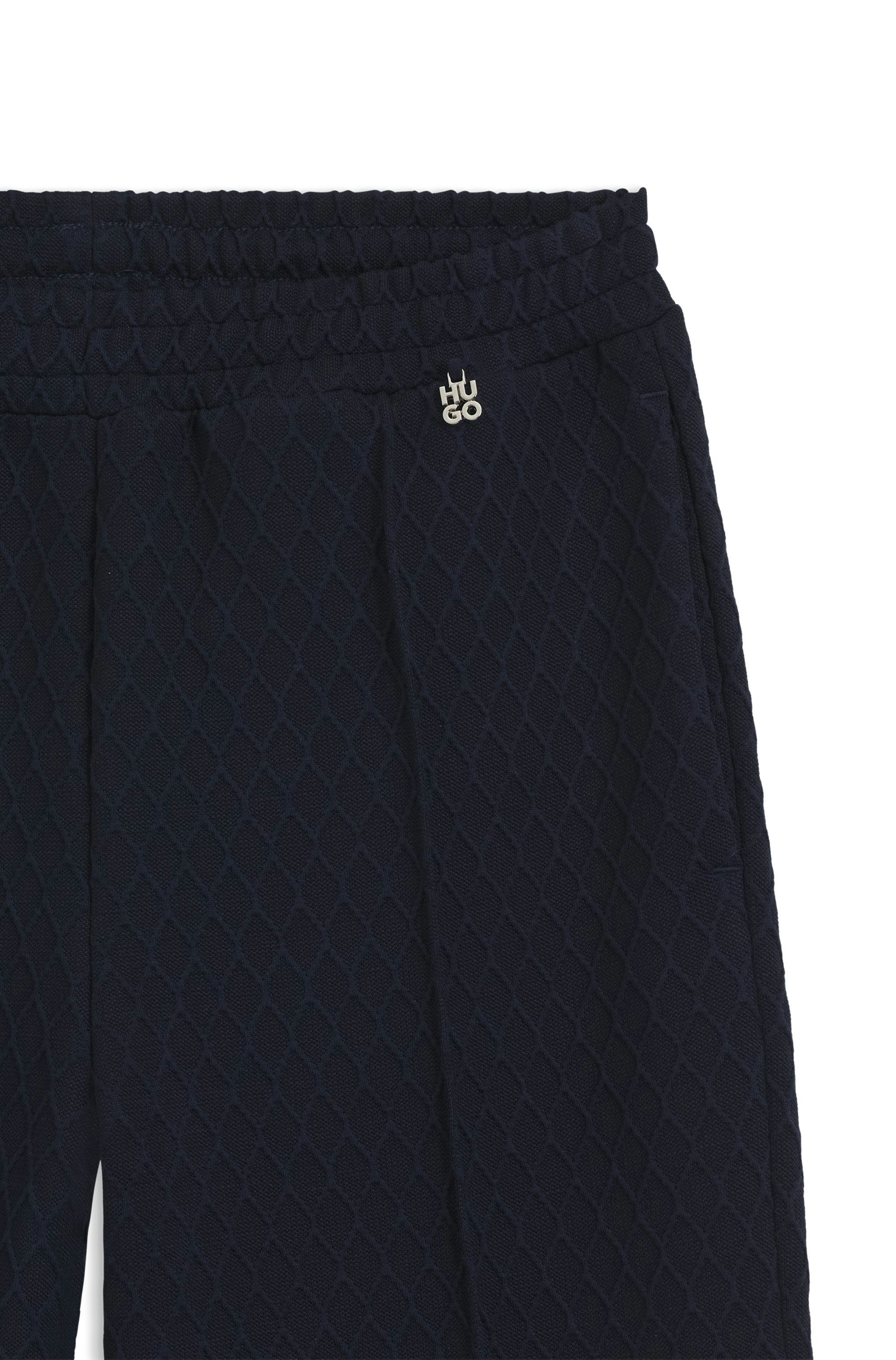 Teplákové kalhoty rovného střihu z diamantového žakáru - Medium Blue