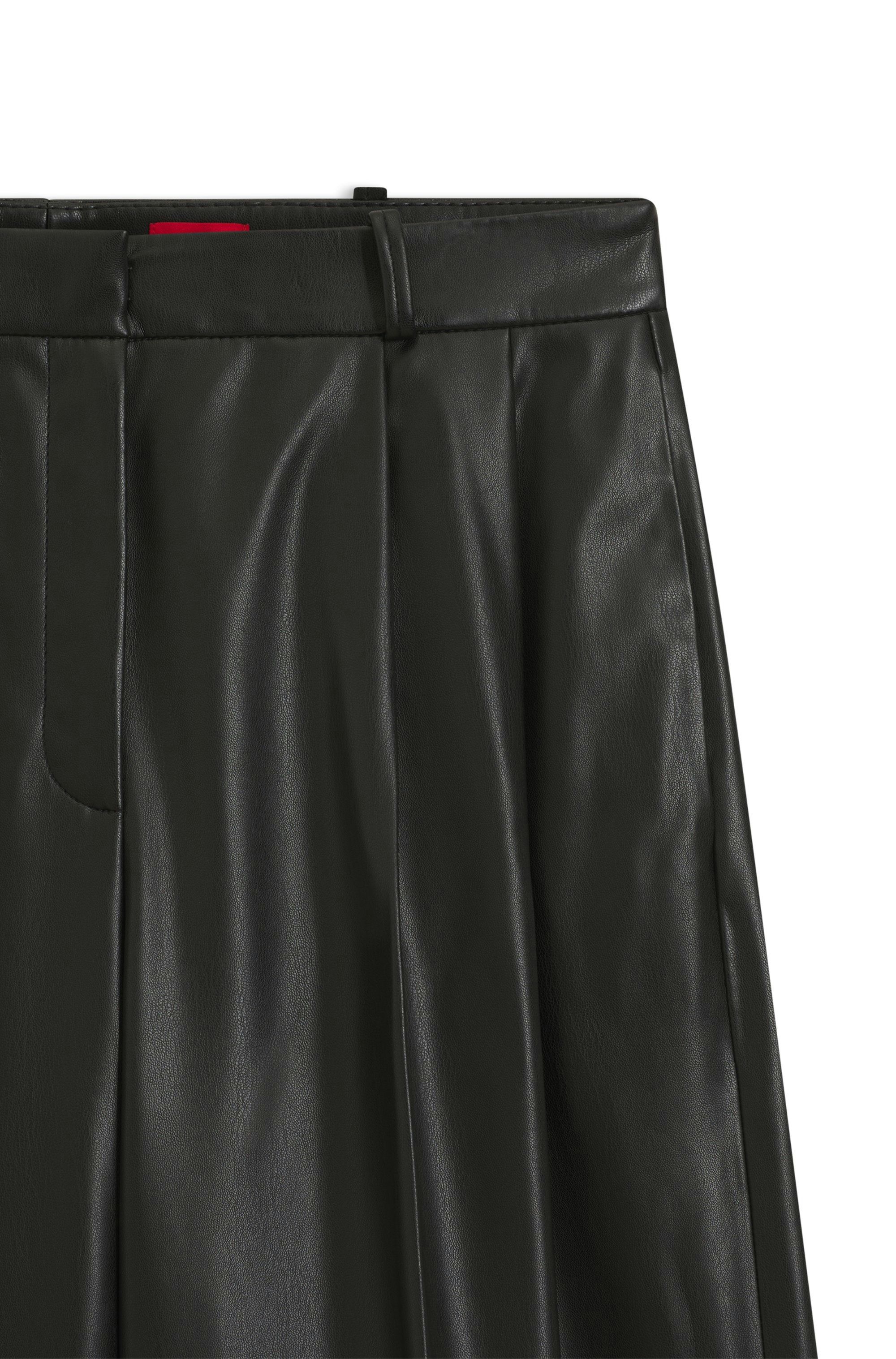Kalhoty regular střihu z umělé kůže - Black