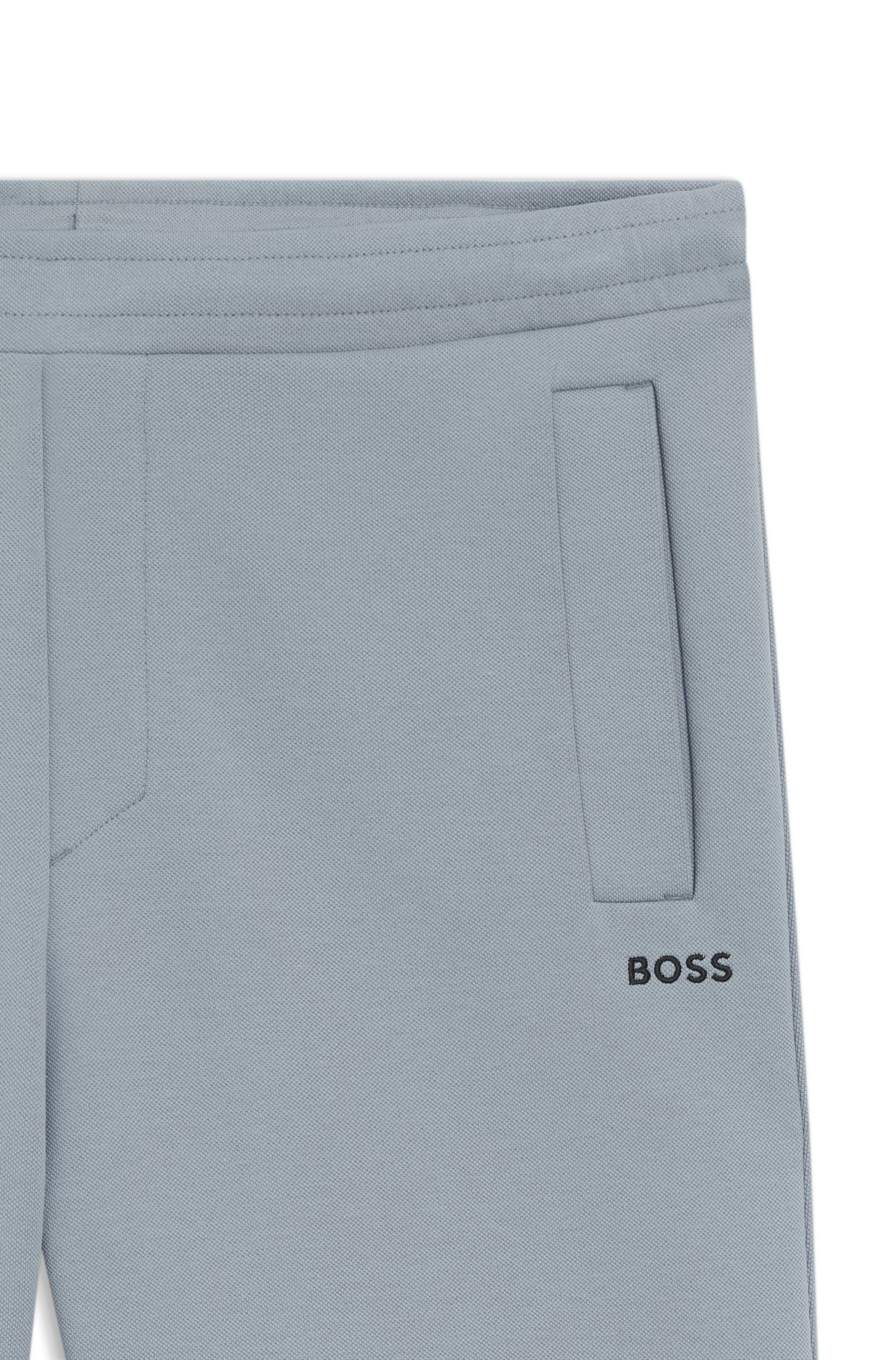 Šortky s vyšívaným logem z piké žerzeje z bavlněné směsi - Dark Grey