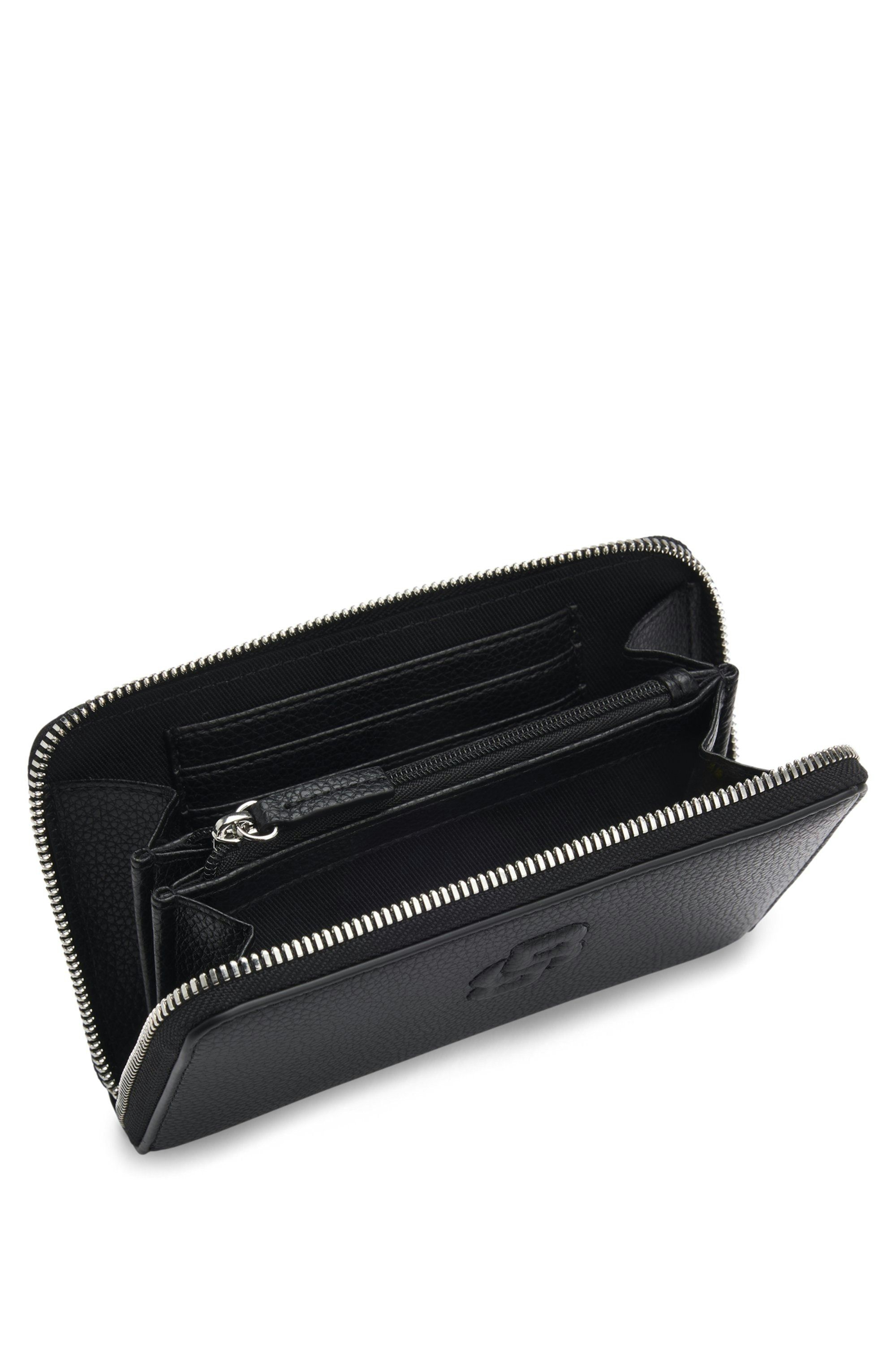 Peněženka se zrnitým zipem a monogramem Double B - Black