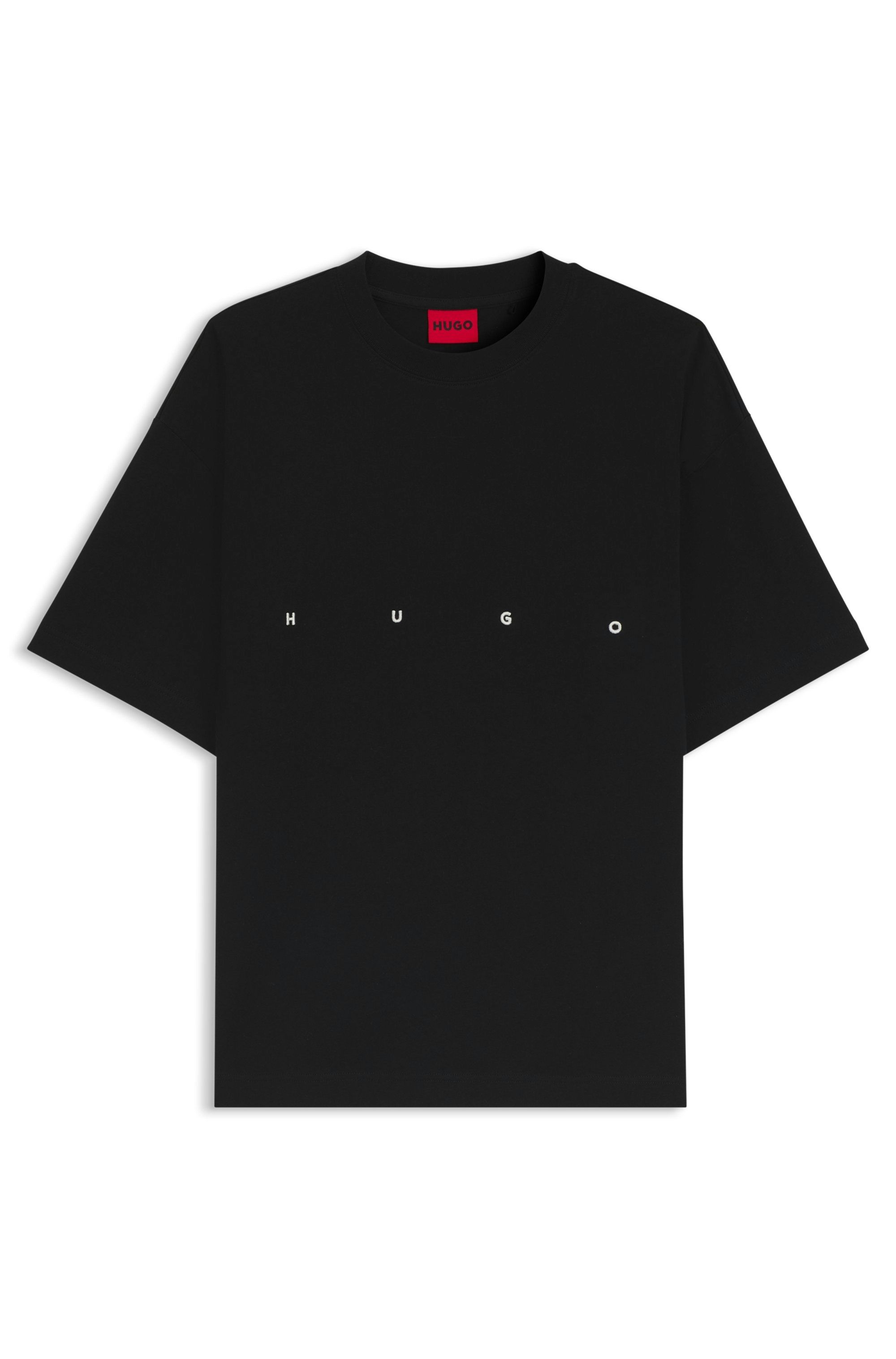 Bavlněné tričko oversize střihu s výrazným potiskem loga - Black