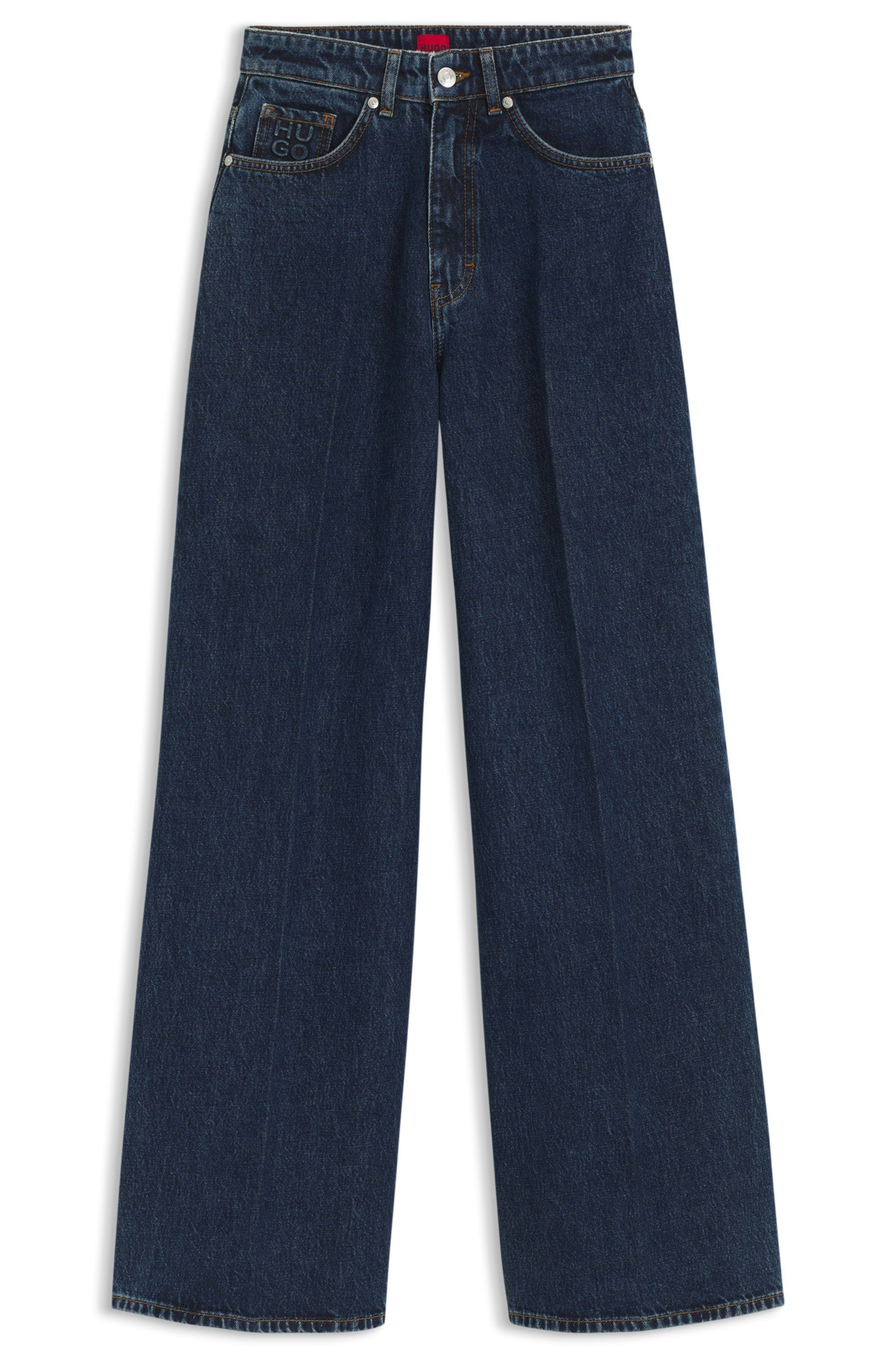 Džíny se širokými nohavicemi z modrého denimu - Navy