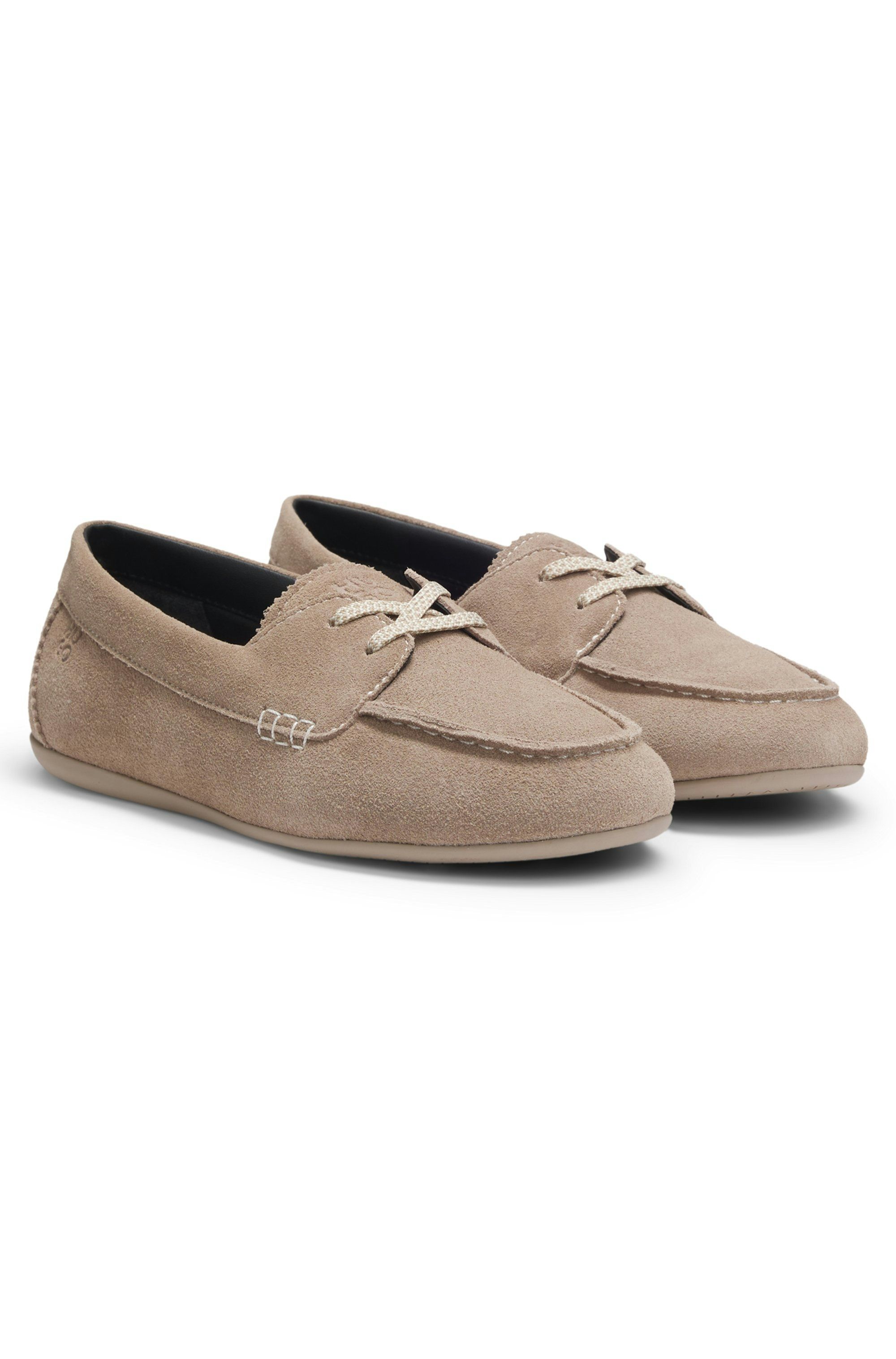 Semišové mokasíny s vrstvou loga - Light/Pastel Brown