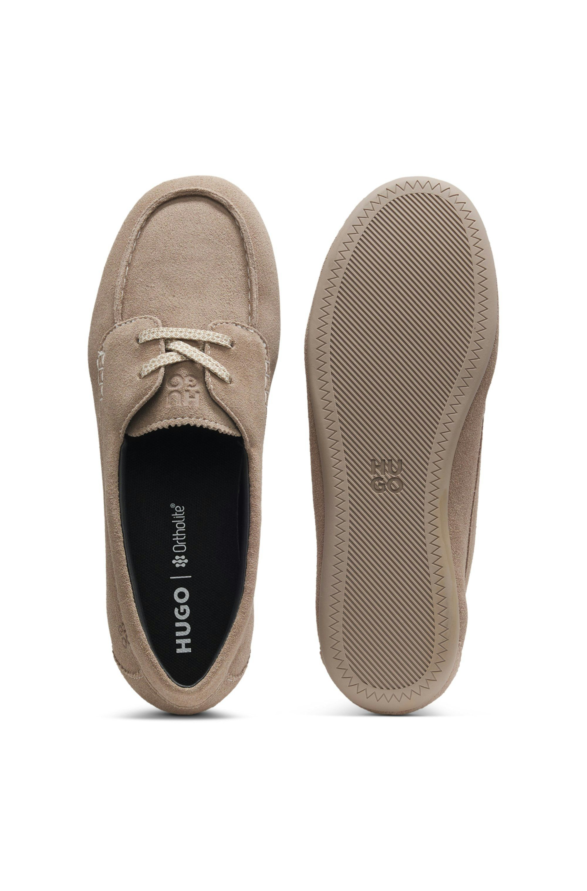 Semišové mokasíny s vrstvou loga - Light/Pastel Brown