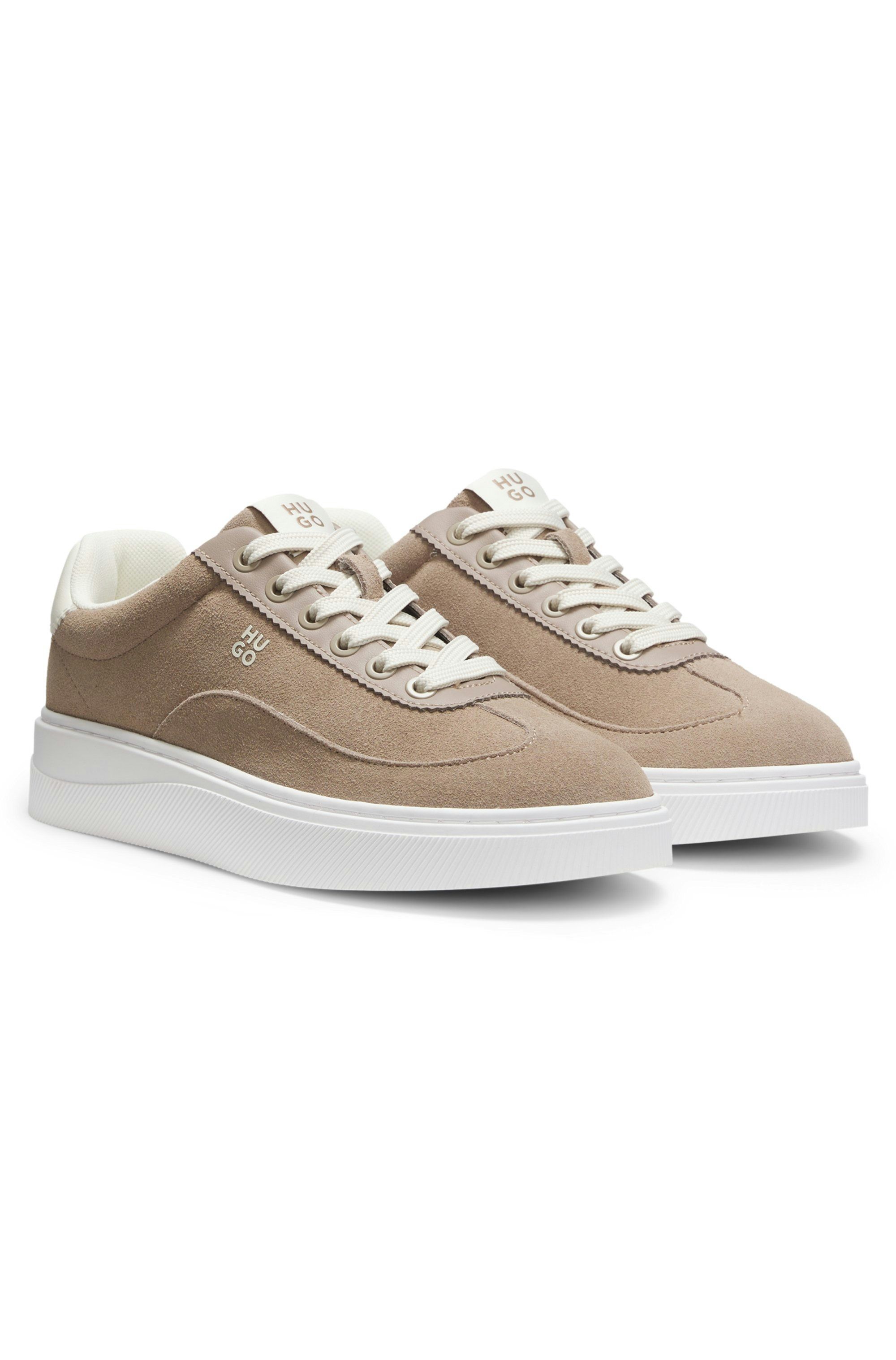 Semišové tenisky s vrstvenými logy - Light/Pastel Brown