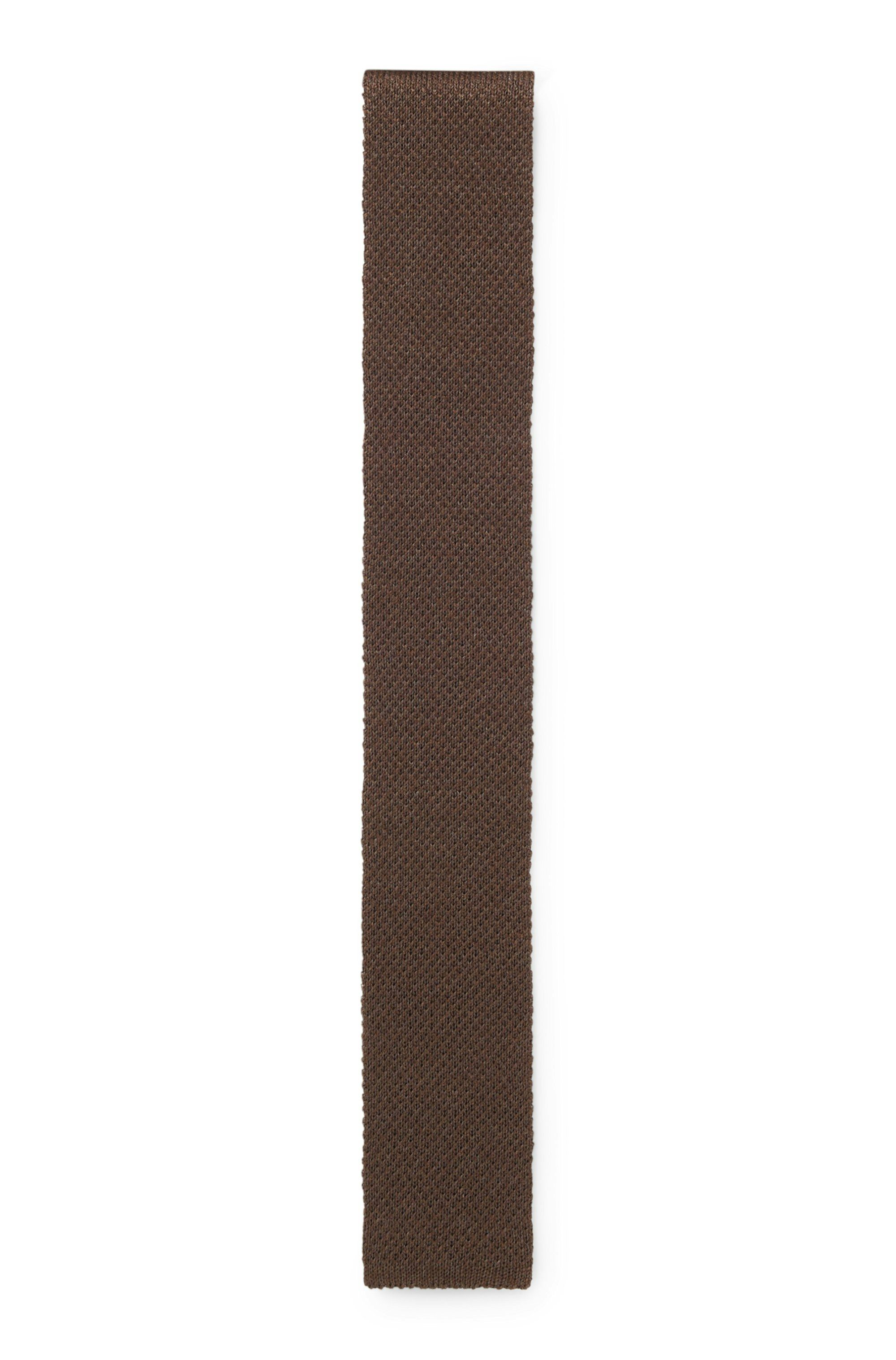 Kravata BOSS BY BECKHAM ze lnu a hedvábí tussah - Dark Brown