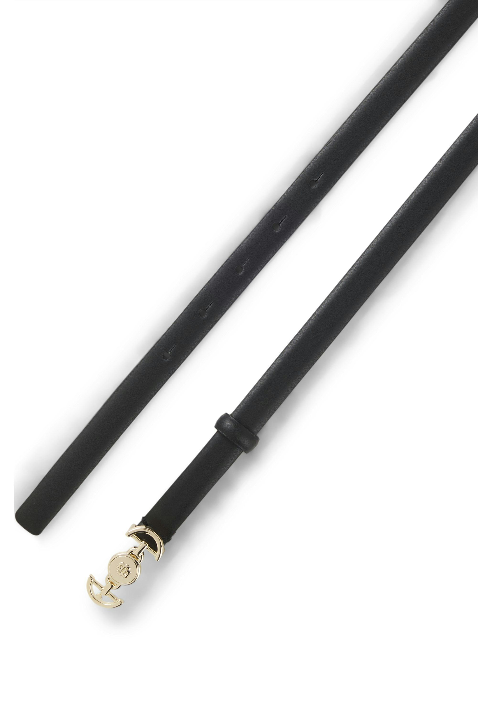 Italský kožený opasek s přezkou s dvojitým monogramem B - Black