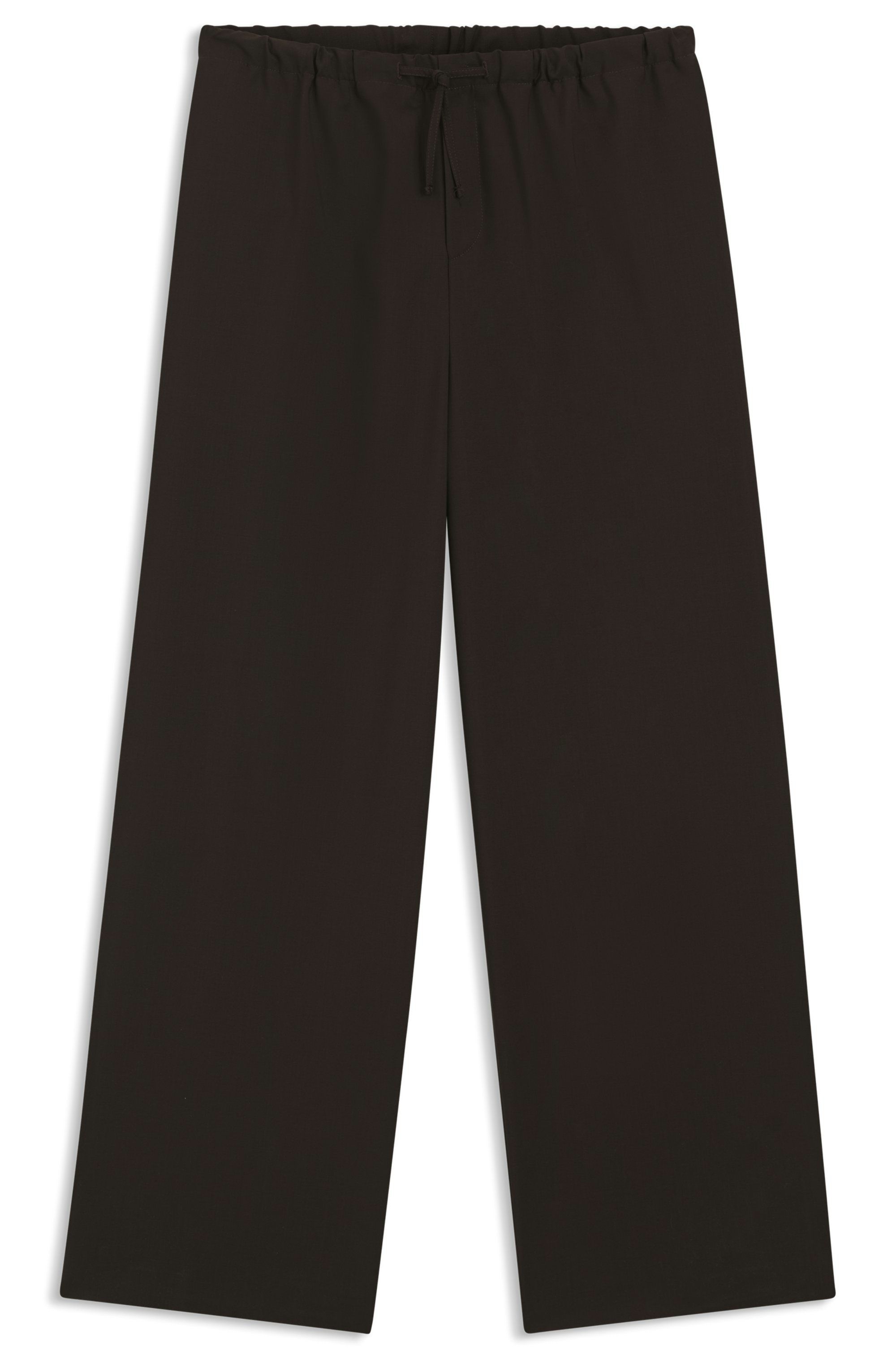 Kalhoty BOSS BY BECKHAM se stahovací šňůrkou z panenské vlny - Medium Brown