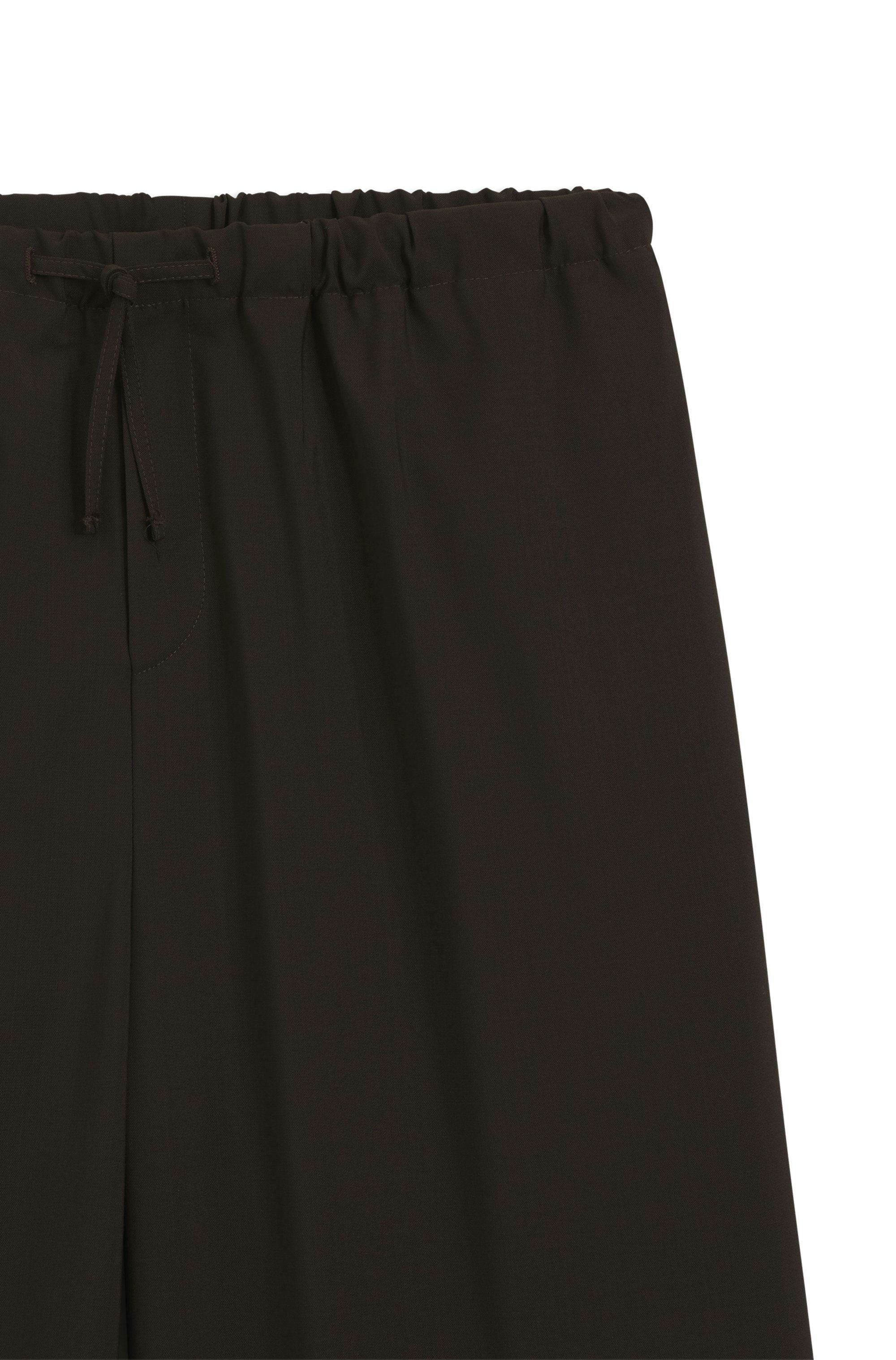 Kalhoty BOSS BY BECKHAM se stahovací šňůrkou z panenské vlny - Medium Brown