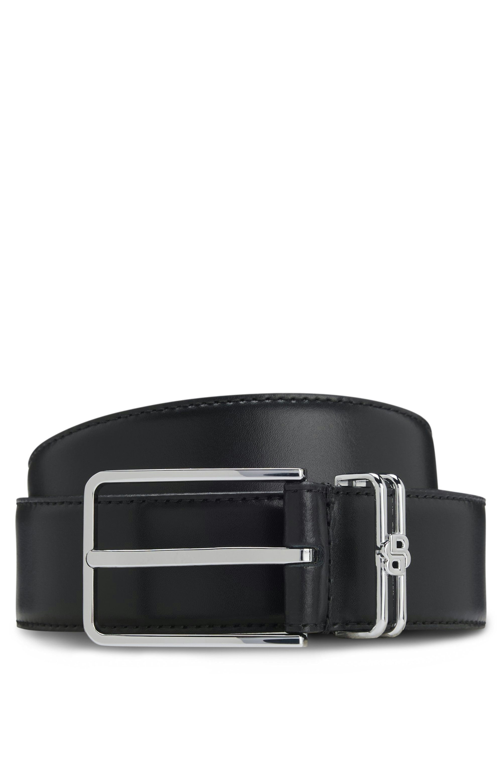Italský kožený opasek s monogramem Double B - Black