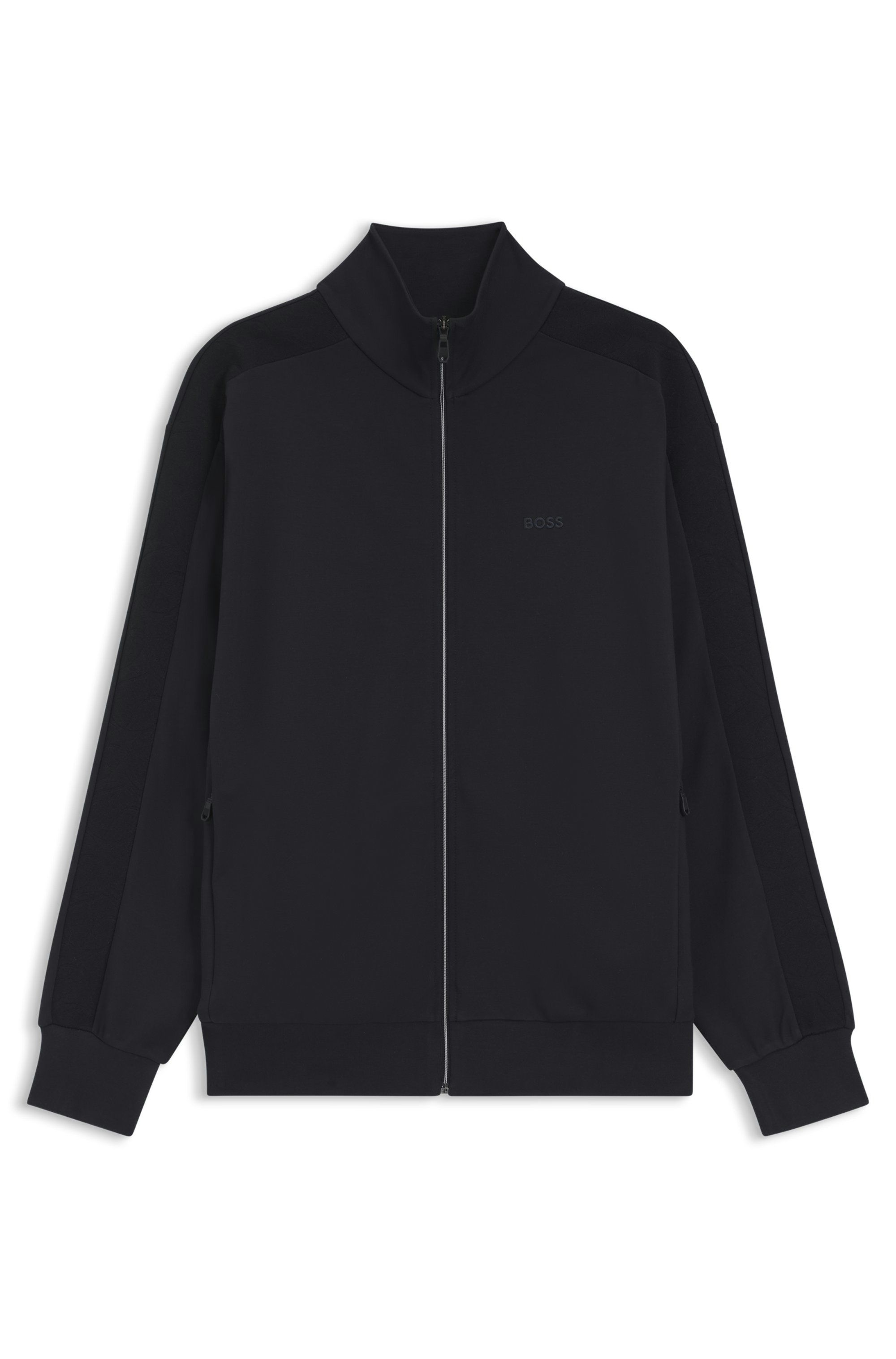 Mikina regular střihu s tónovanou žakárovou páskou - Dark Blue