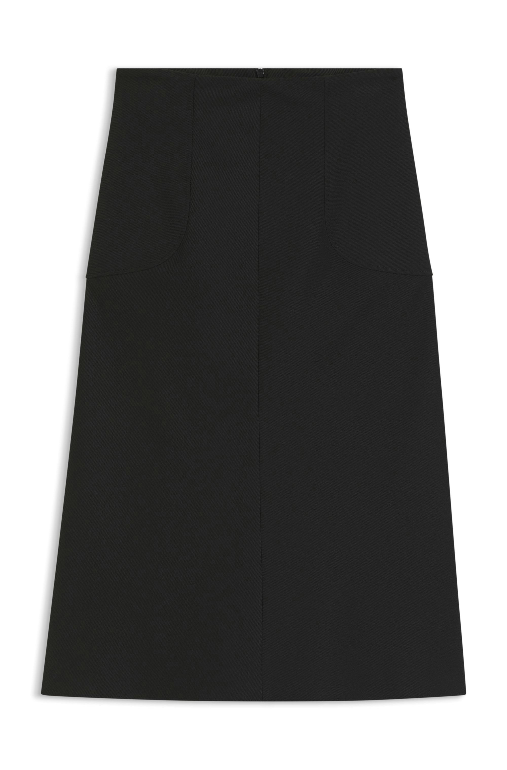 Rozevlátá sukně s detaily švů - Black