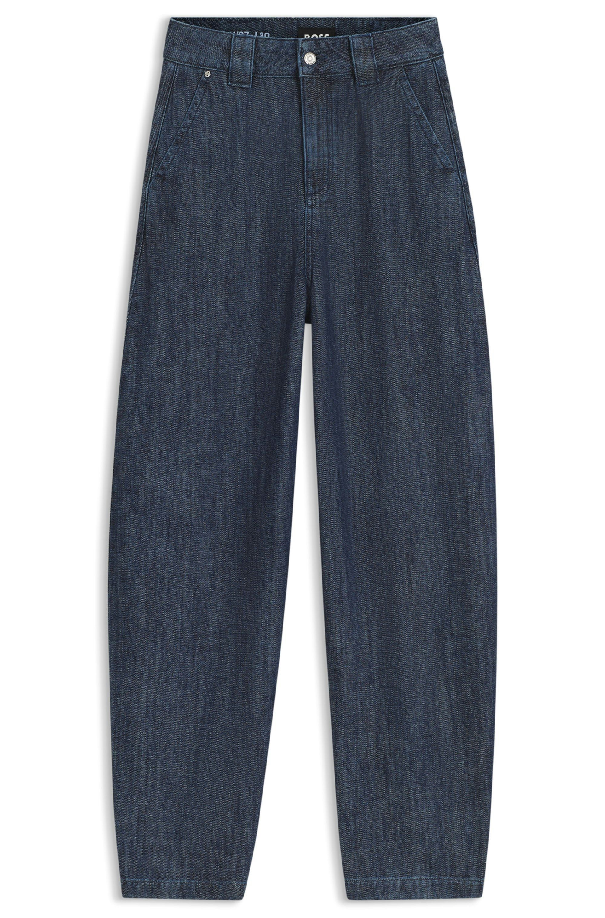 Džíny volného střihu z texturovaného denimu s otevřenou vazbou - Dark Blue