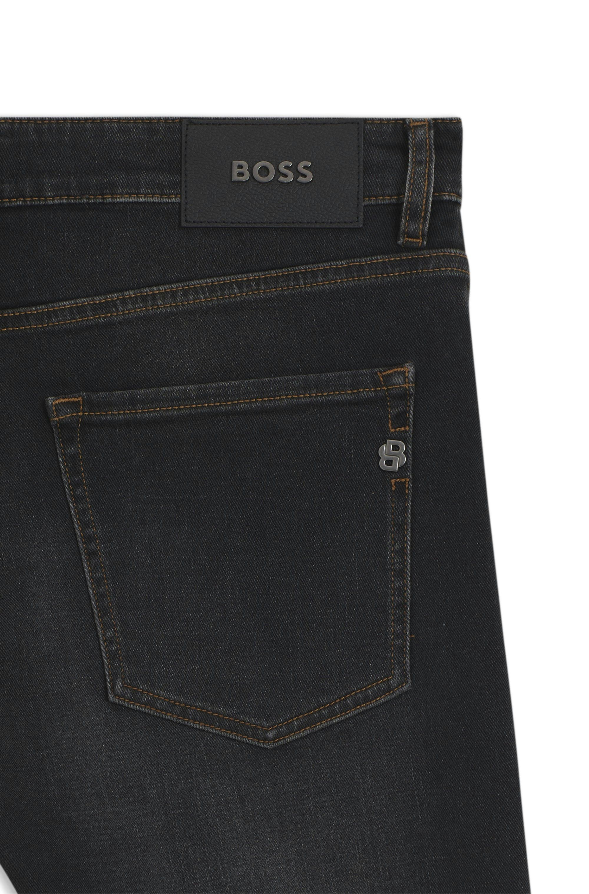 Černé džíny slim fit z elastické bavlněné směsi - Black