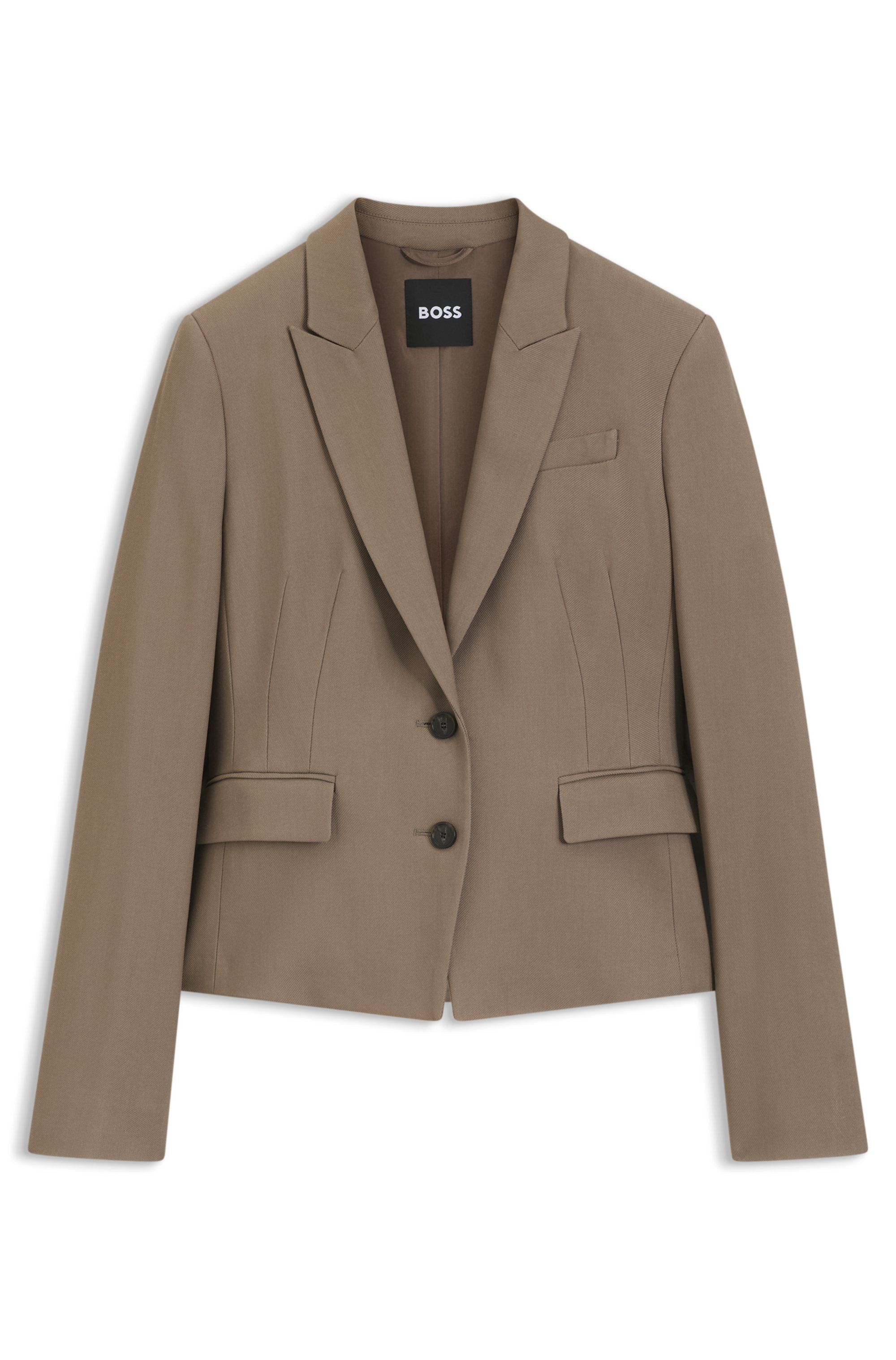 Úzký blazer ze strečového gabardénu - Brown Overflow