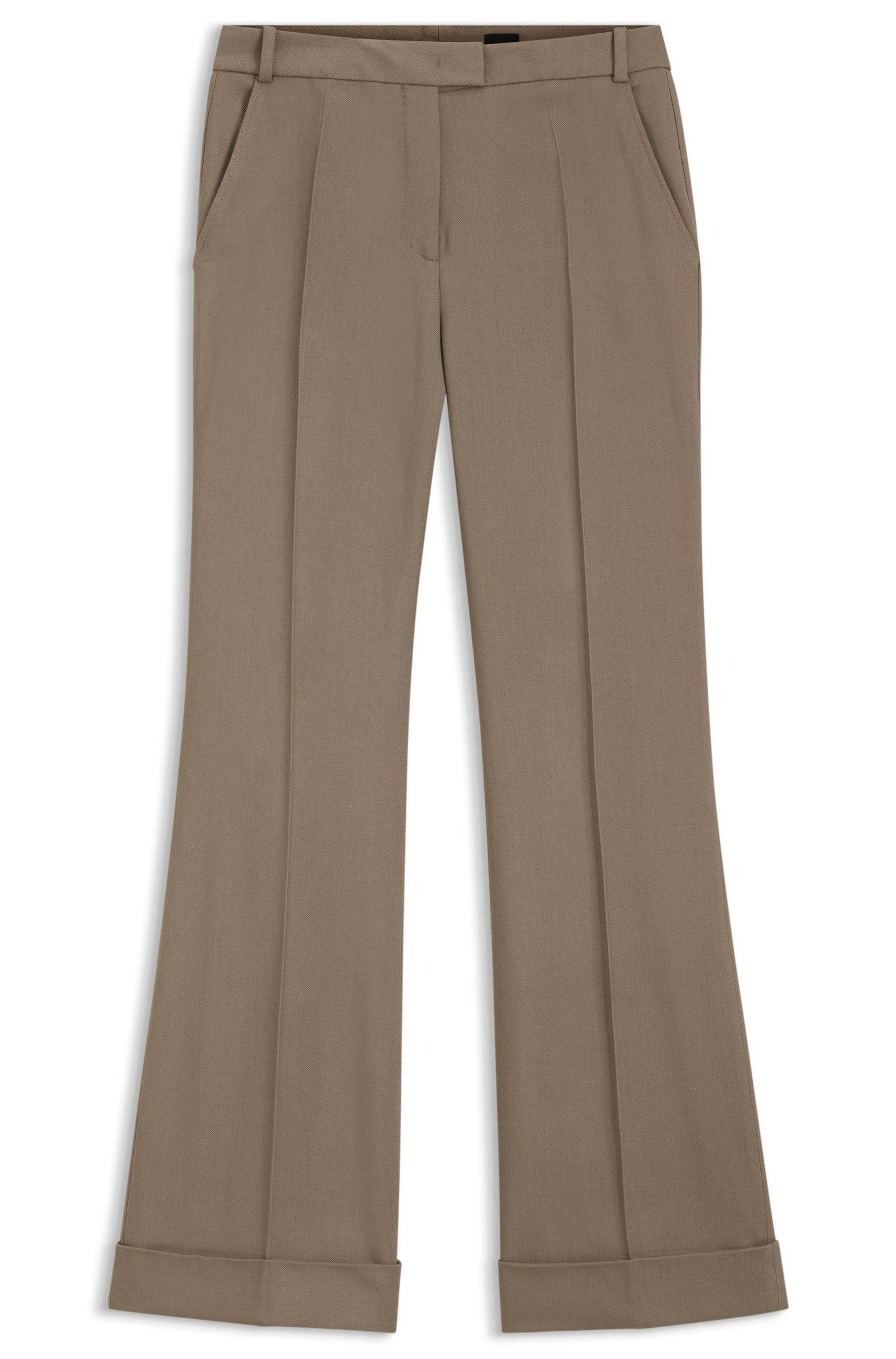 Zvětšené kalhoty ze strečového gabardénu - Brown Overflow