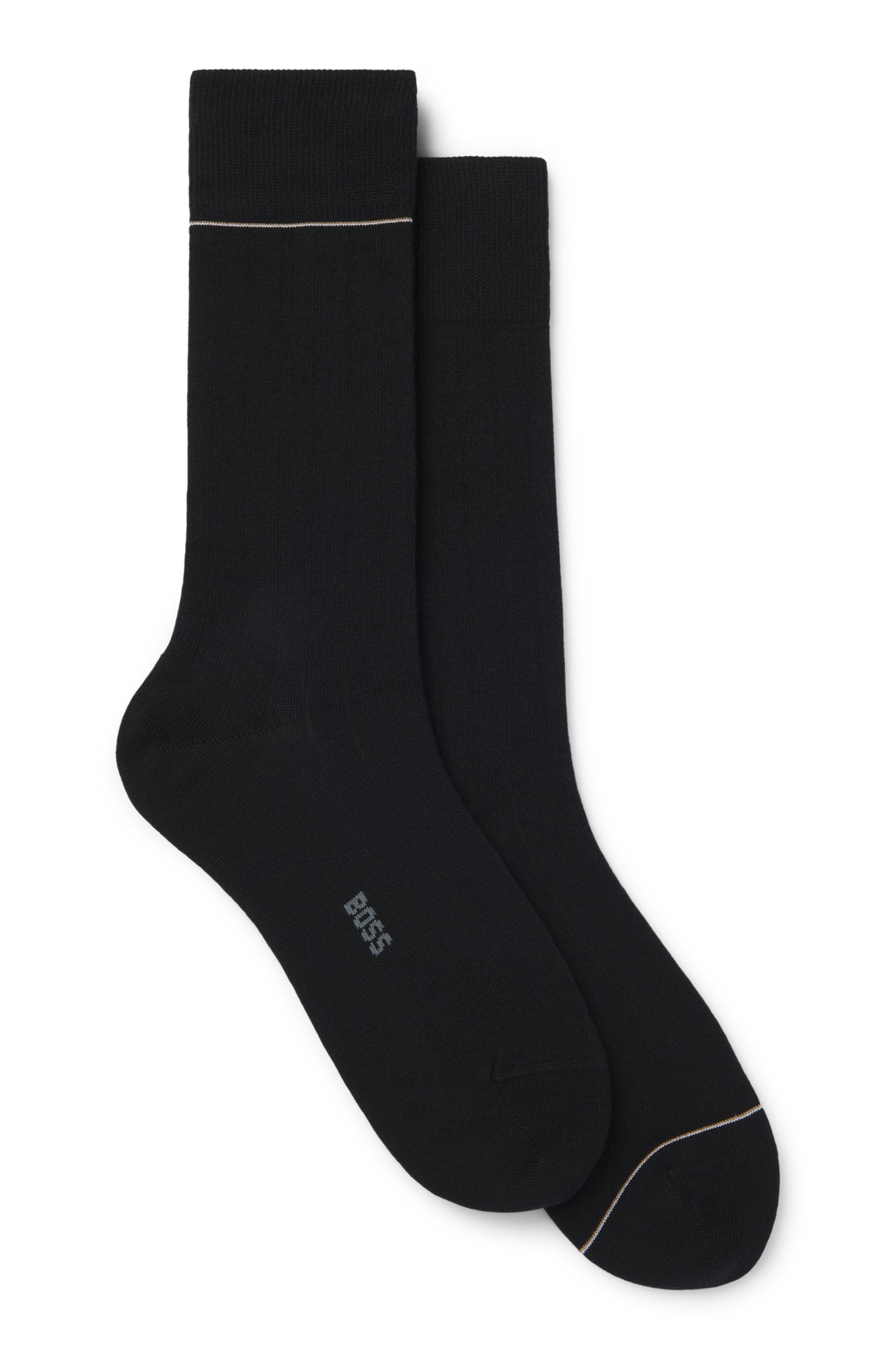 Dvojbalení žebrovaných ponožek s charakteristickými pruhy - Black
