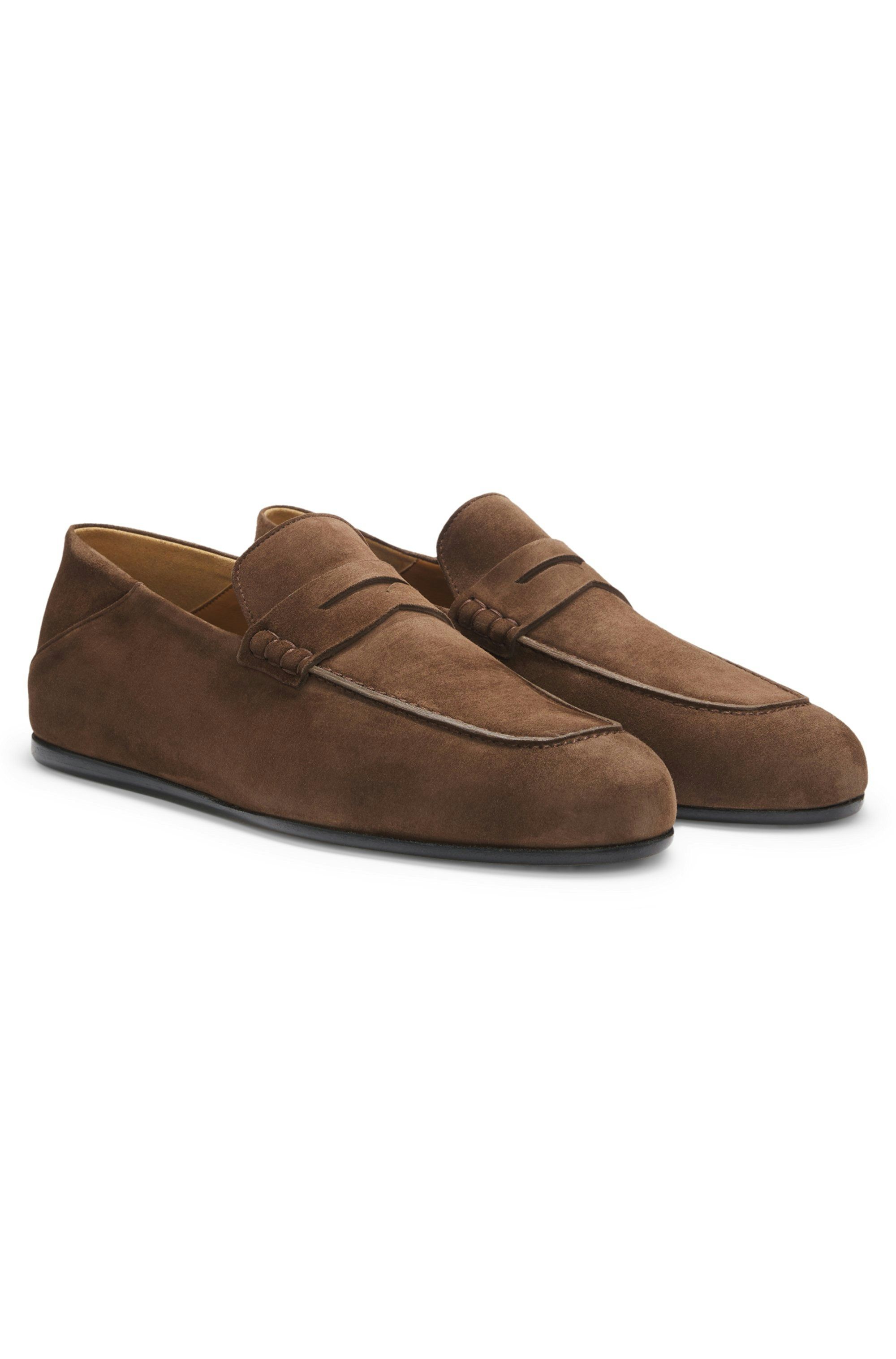 Semišové mokasíny BOSS BY BECKHAM - Dark Brown
