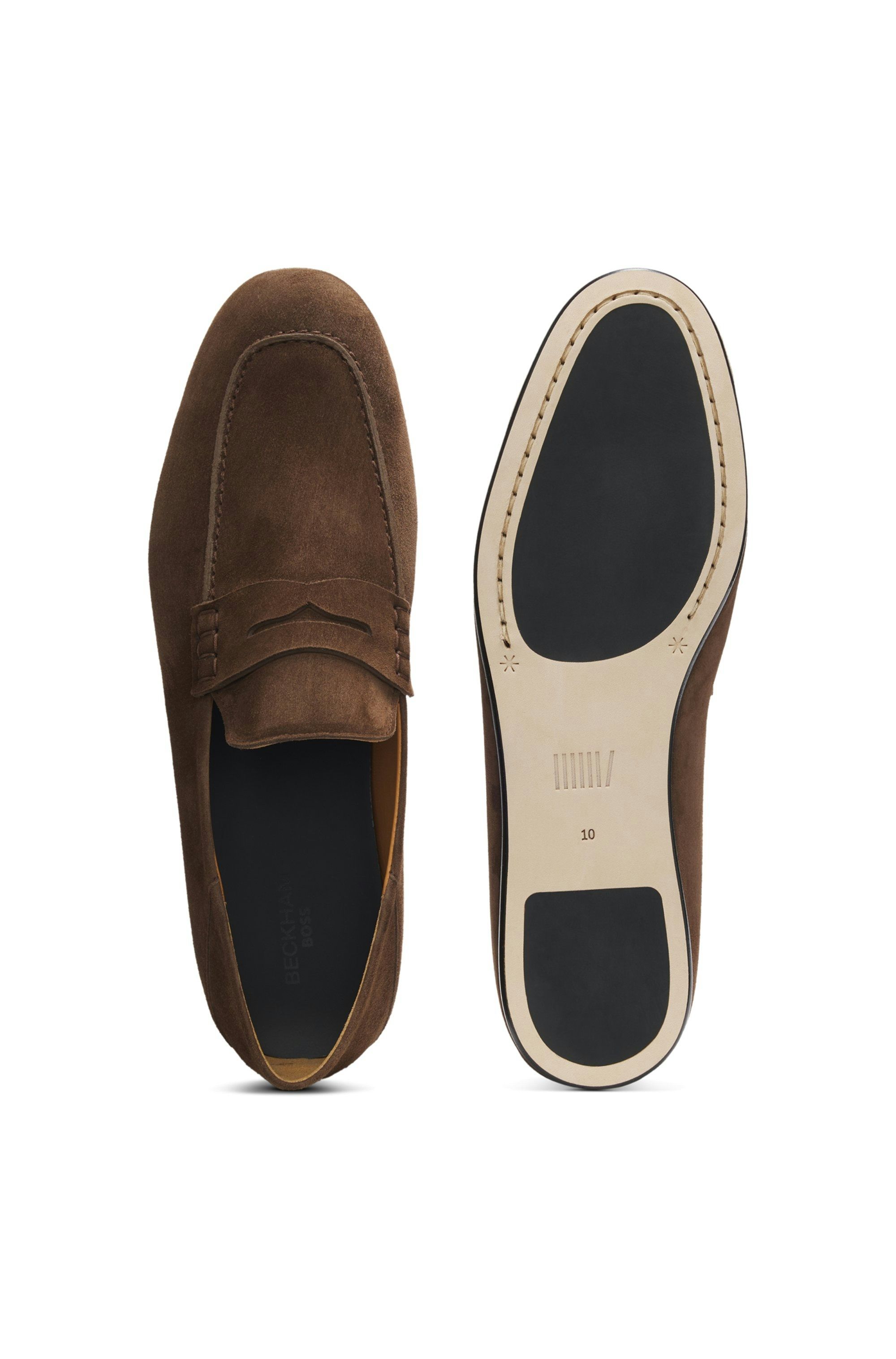 Semišové mokasíny BOSS BY BECKHAM - Dark Brown
