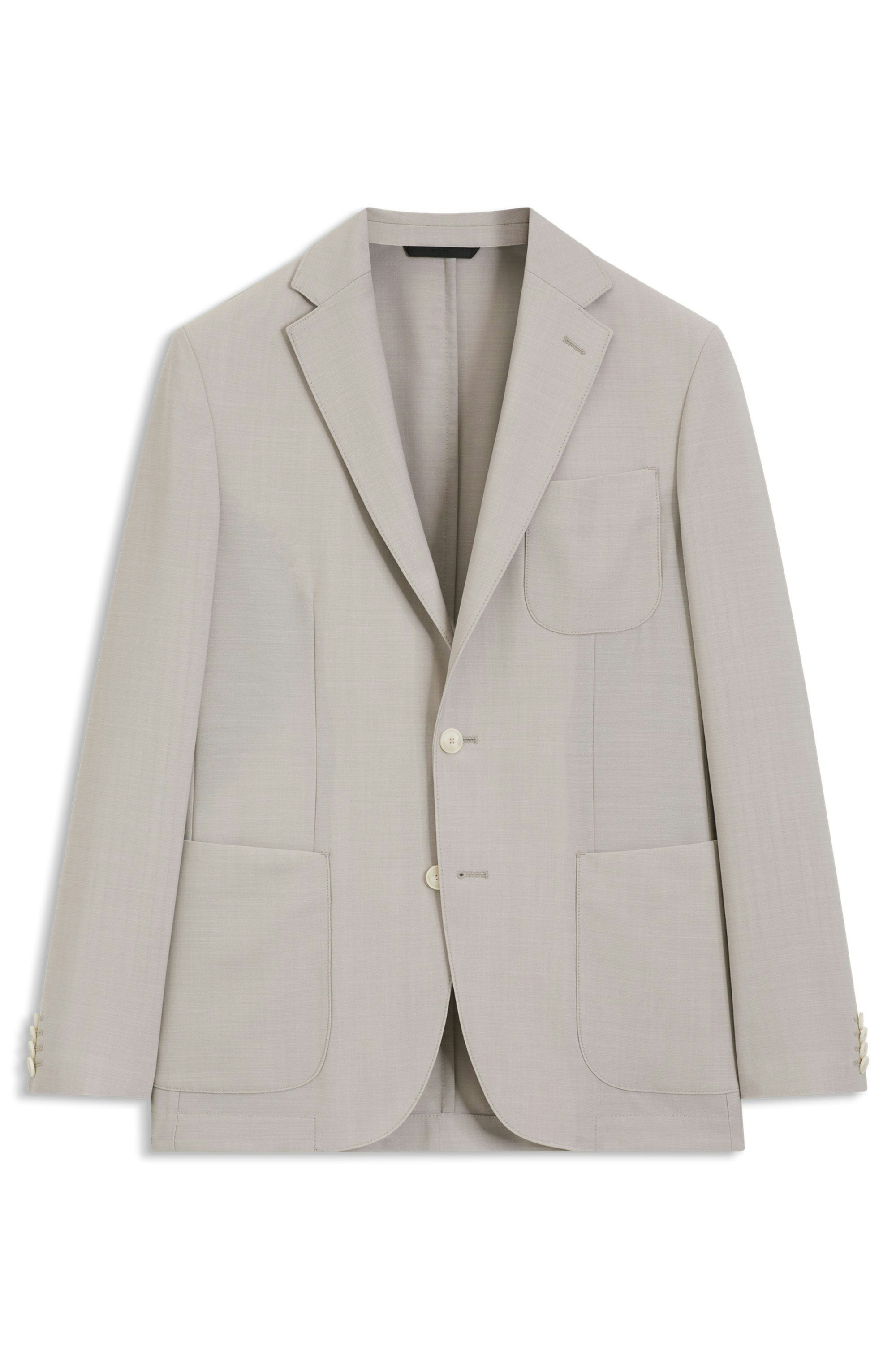 Úzký blazer z panenské vlny s mikrovzorem - Light Beige