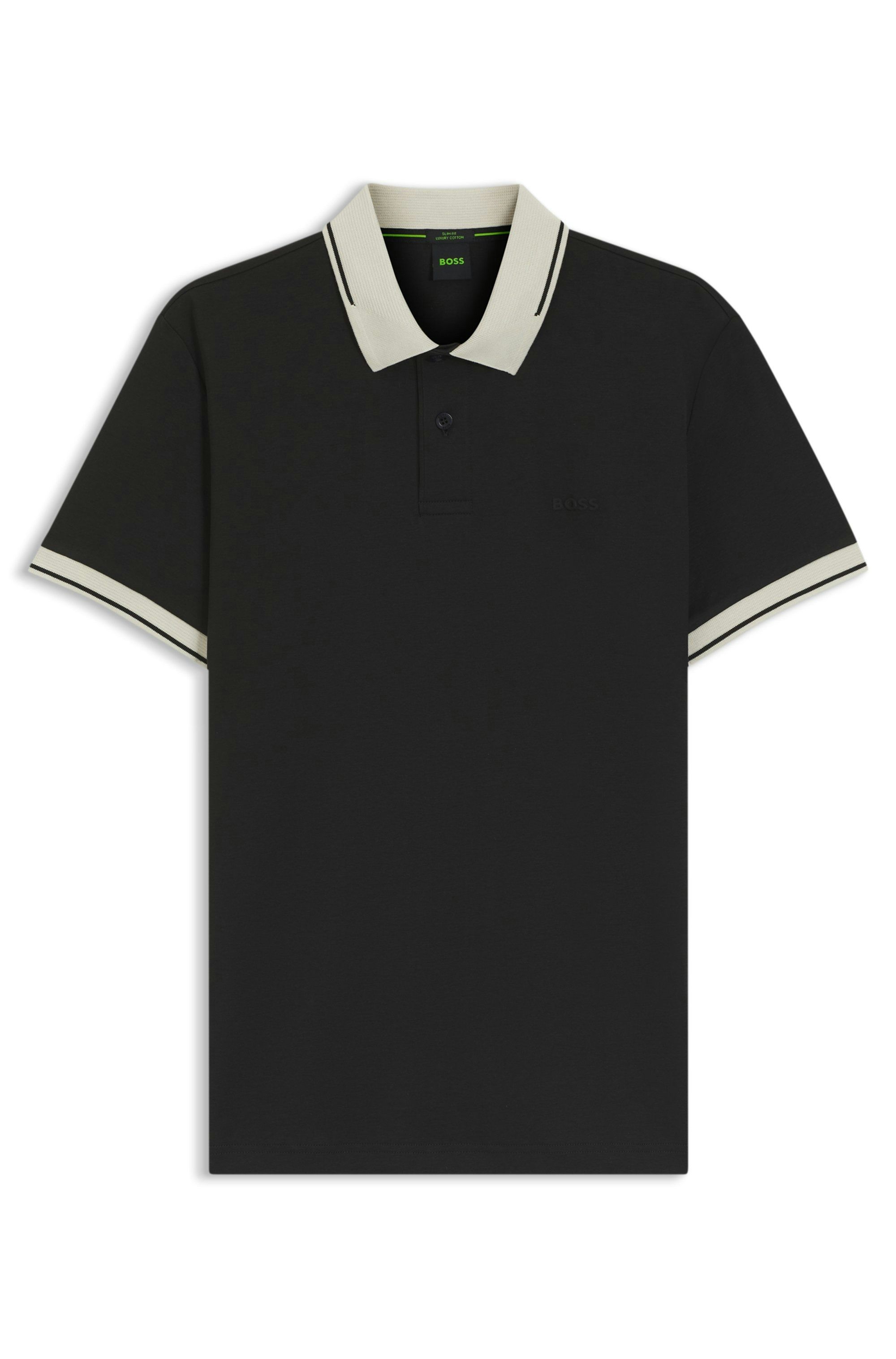 Bavlněné polotričko slim fit - Black